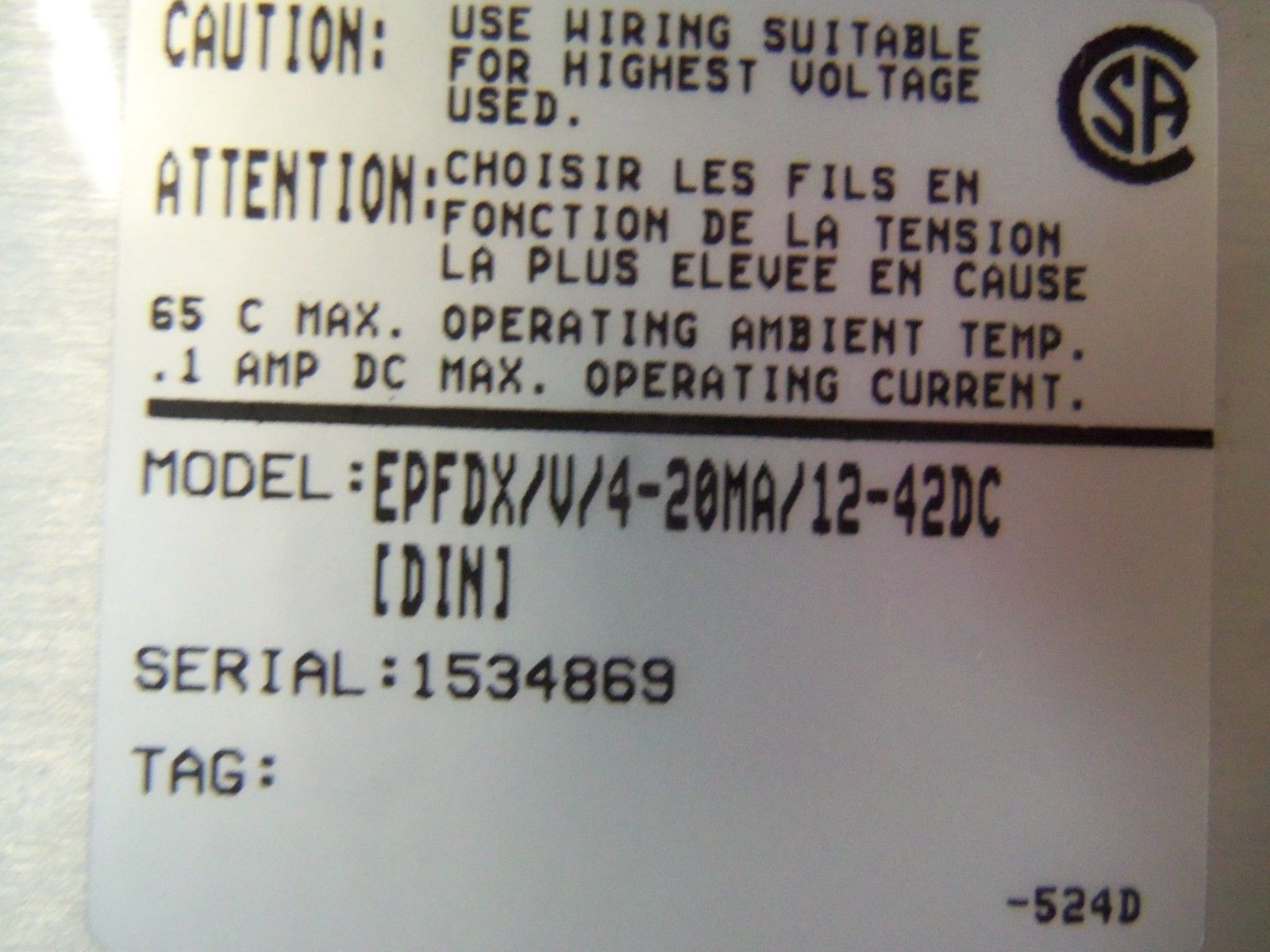 MOORE EPFDX/V/4-20MA/12-42DC [DIN] TRANSMITTER NSNP
