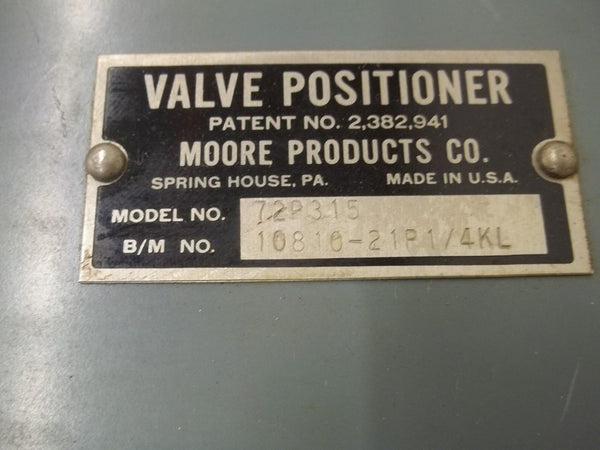 MOORE 72P315 VALVE POSITIONER UNMP