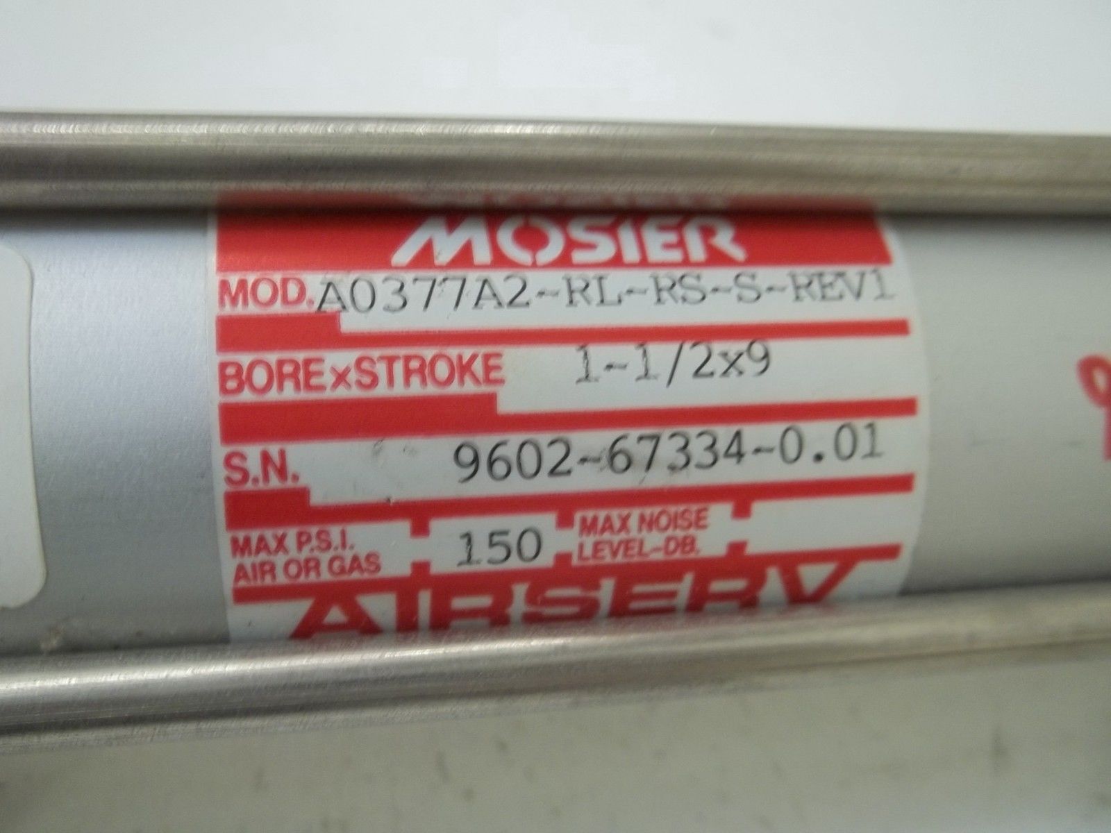 MOSIER A0377A2-RL-RS-S-REV1 PNEUMATIC CYLINDER (AS PICTURED) UNMP