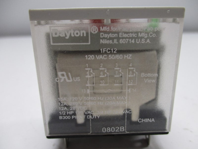 DAYTON 1FC12 RELAY 120VAC 15A NSMP