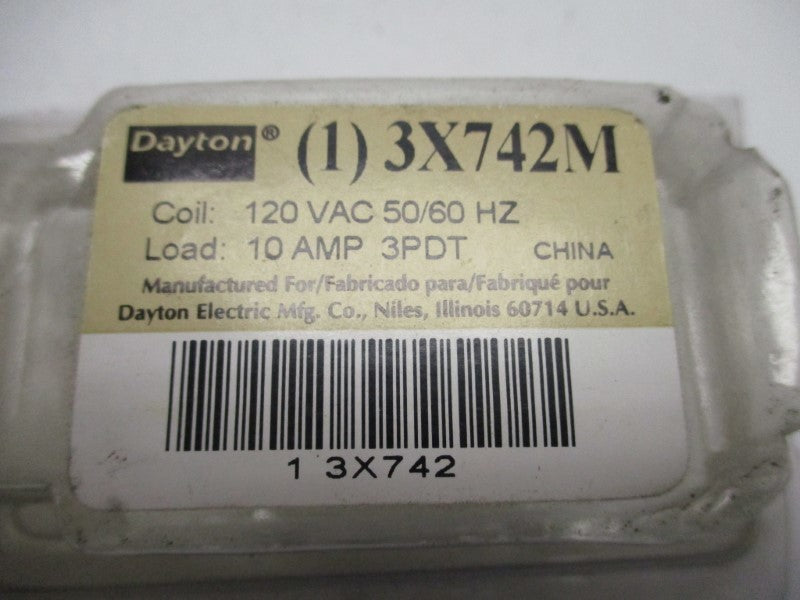 DAYTON 3X742M RELAY 120VAC 10A NSMP