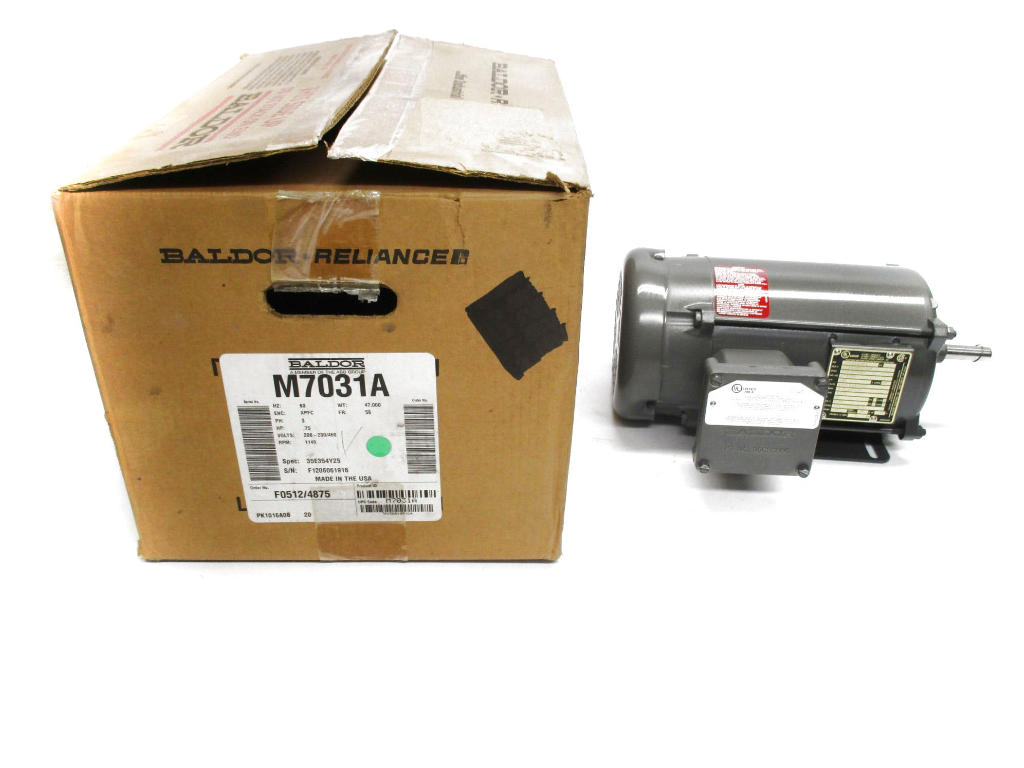 BALDOR M7031A 35E354Y25 208-230/460V 3-2.8/1.4A NSMP