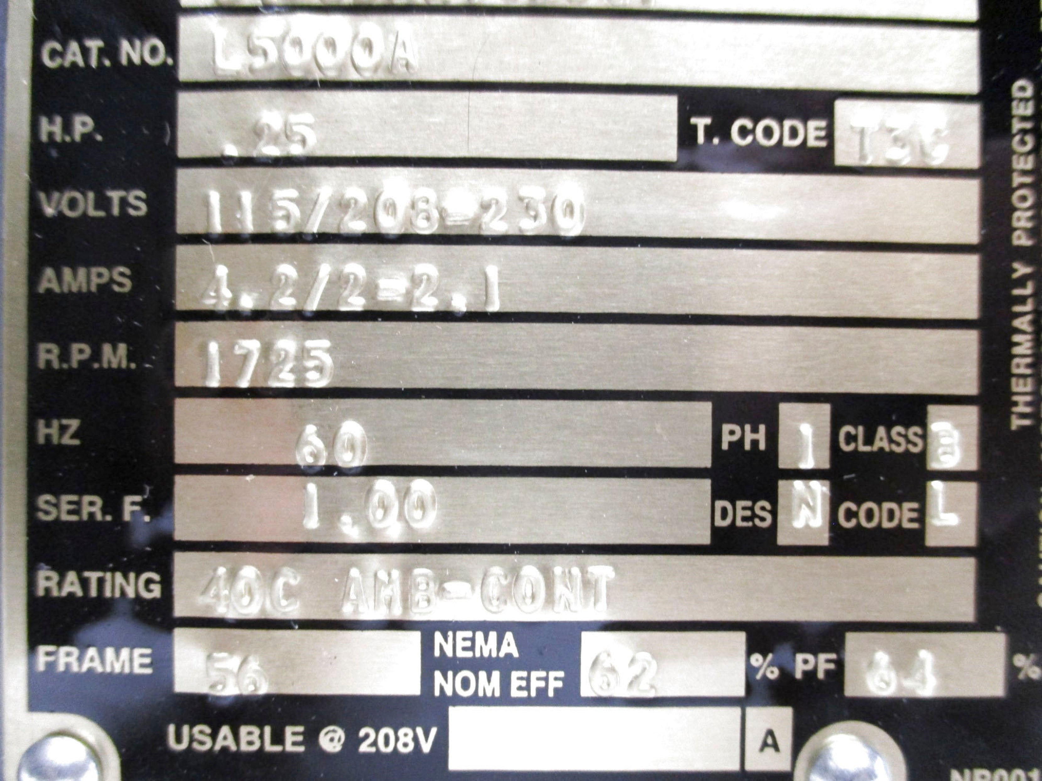 BALDOR L5000A 115/208-230V 4.2/2-2.1A NSMP