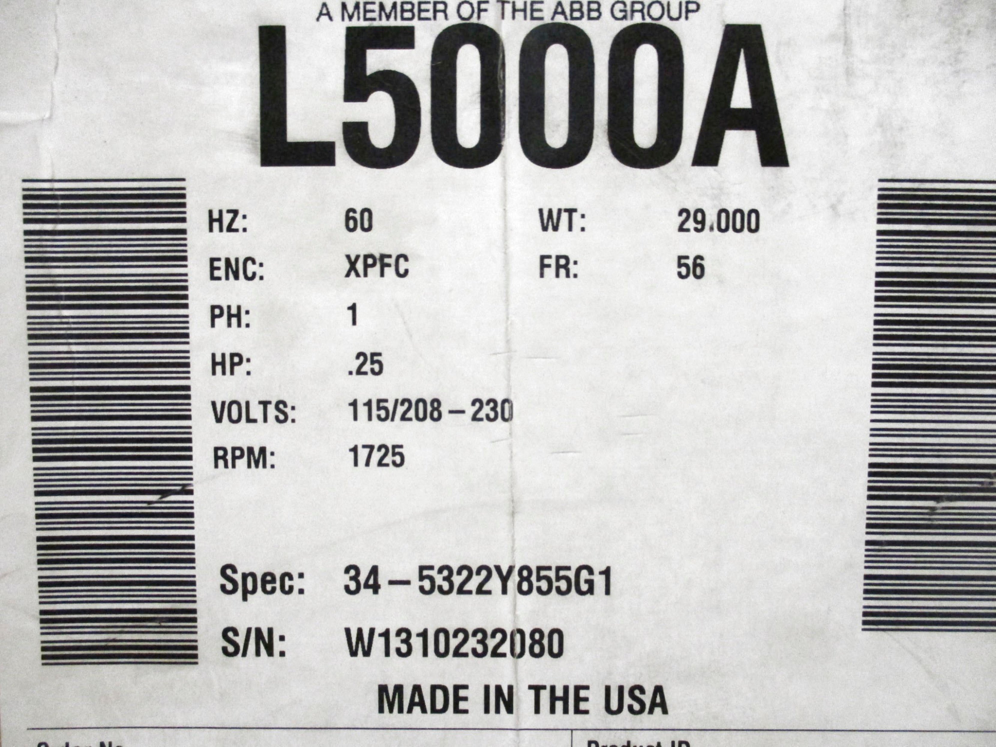 BALDOR L5000A 115/208-230V 4.2/2-2.1A NSMP
