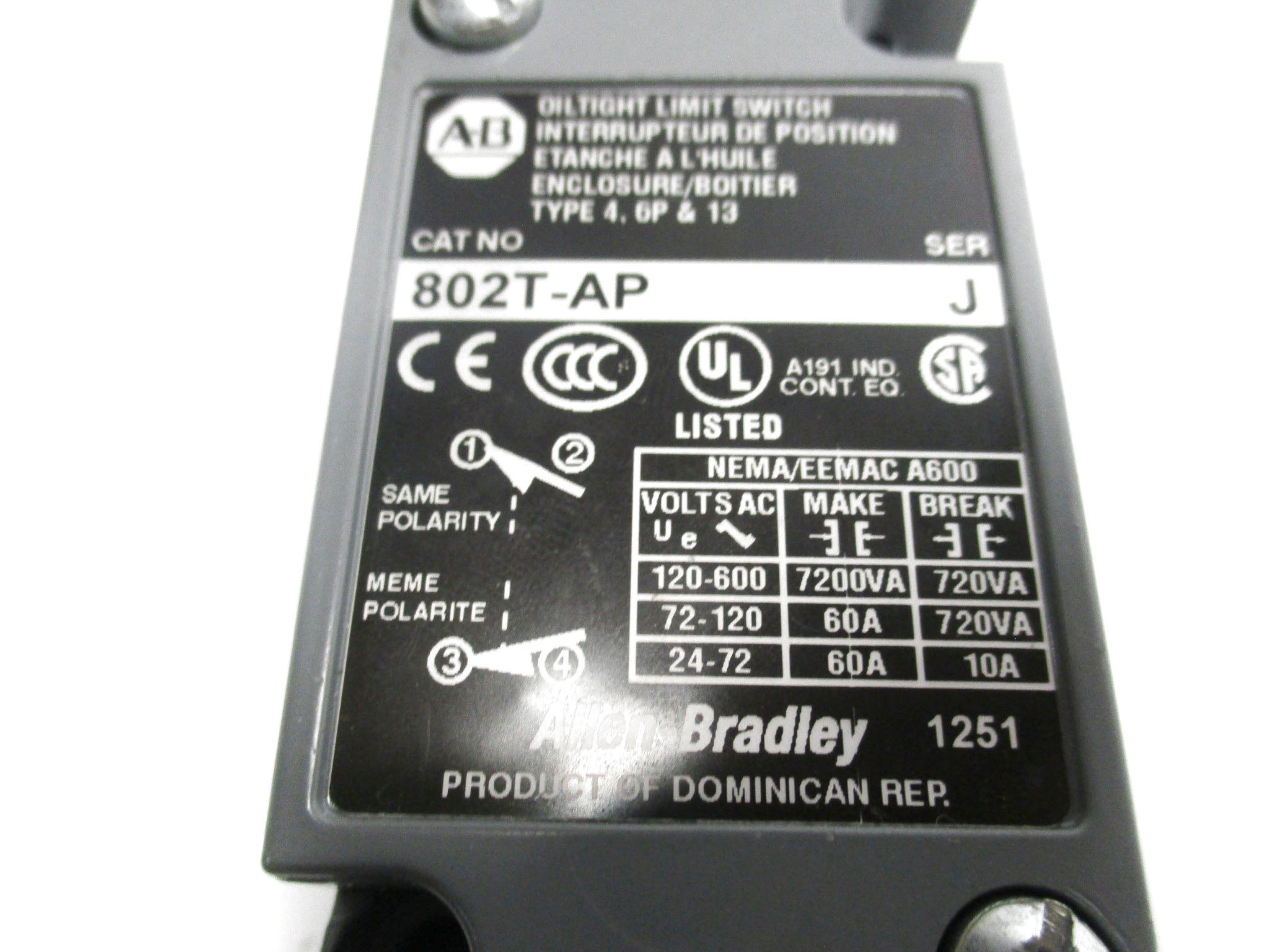INDUSTRIAL SPARE PART 802T-AP SER. J 600VAC 60A (AS PICTURED) (WH) NSMP