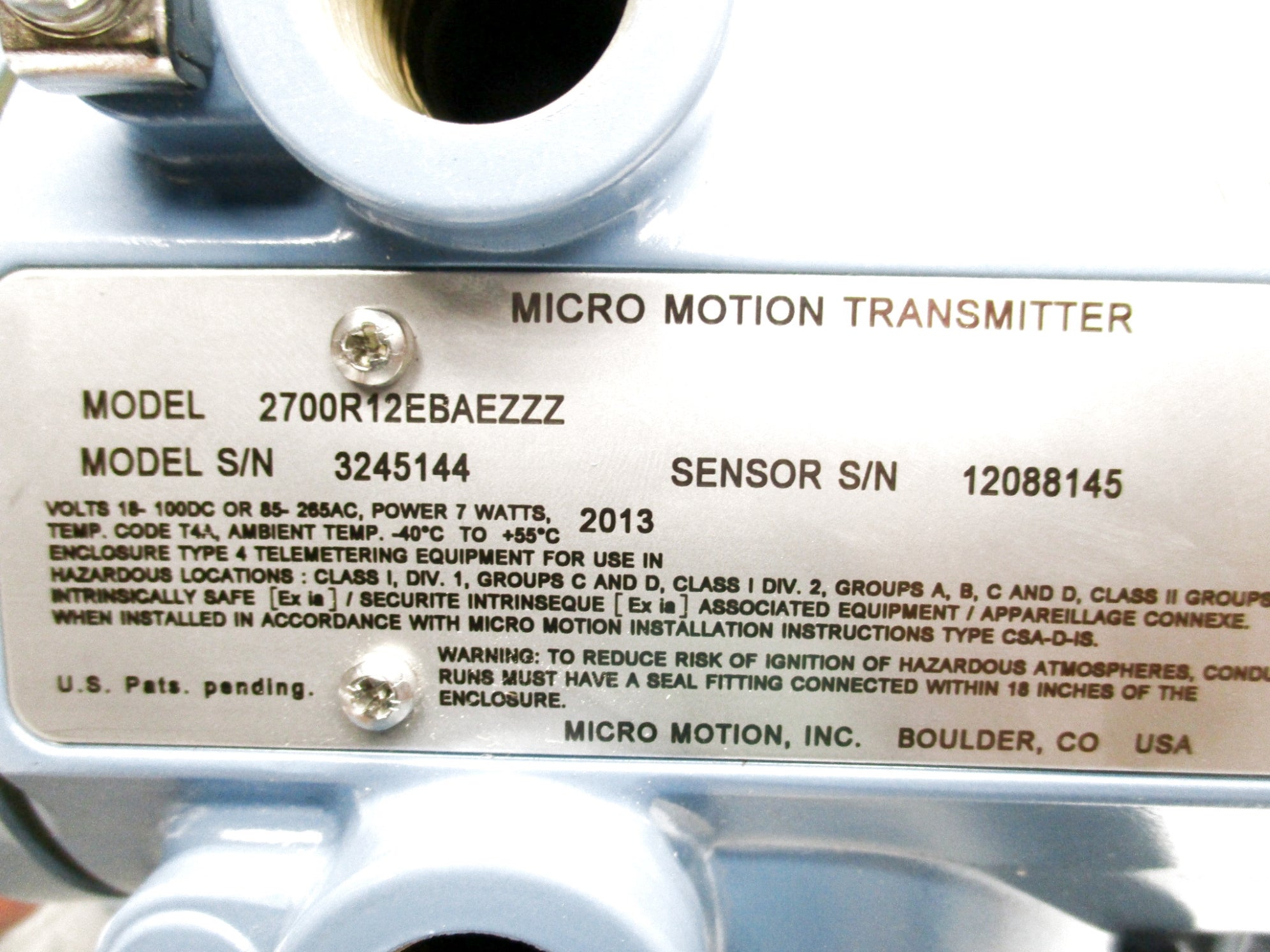 MICROMOTION 2700R12EBAEZZZ NSNP