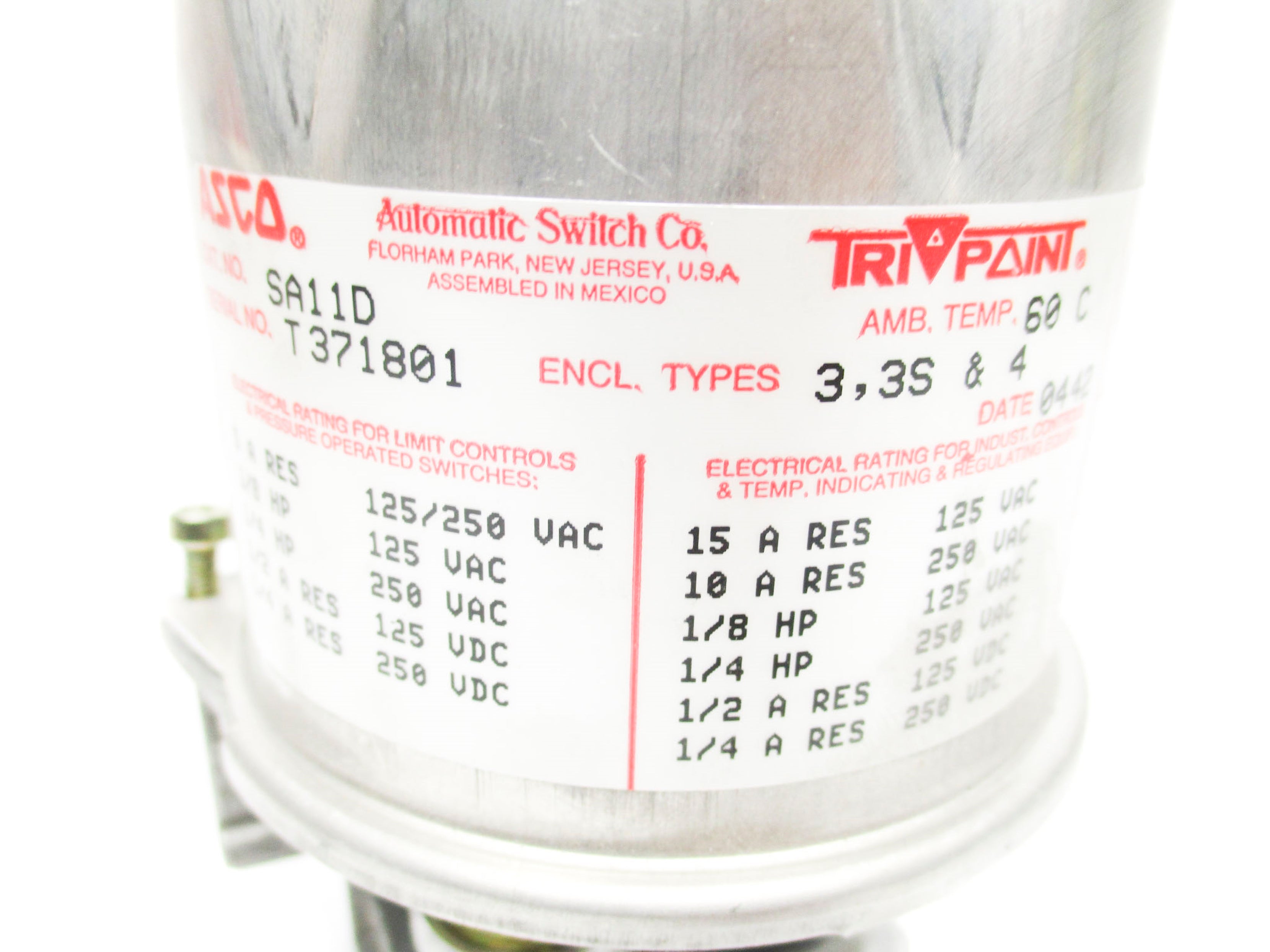 ASCO SA11D 125/250VAC 15A NSMP