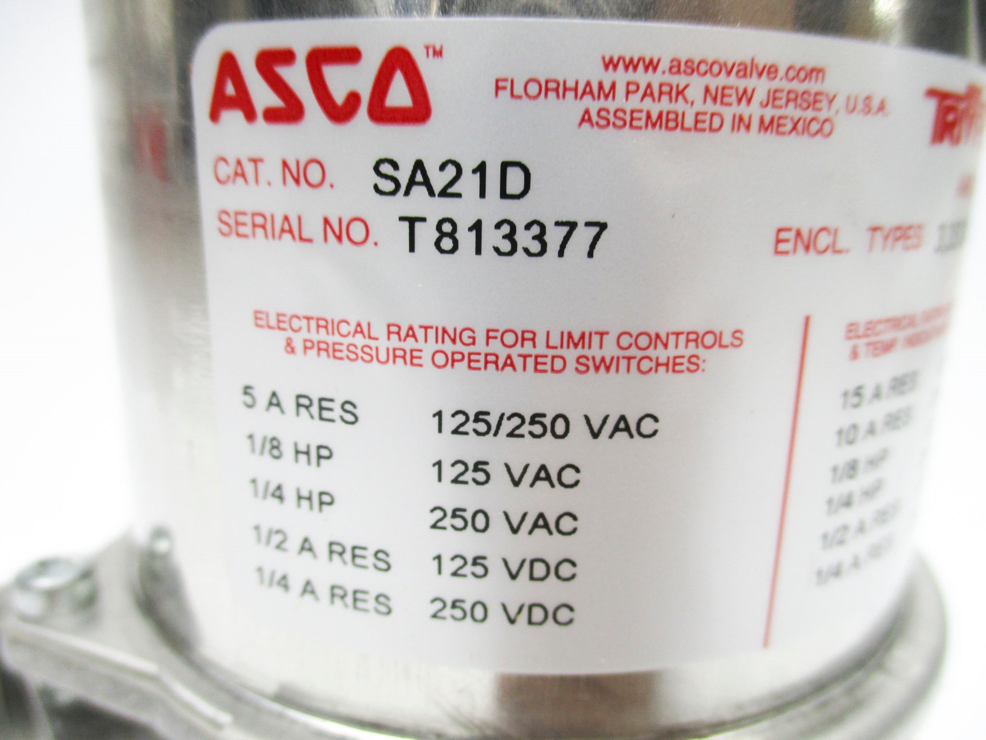 ASCO SA21D 125/250VAC 5A NSMP