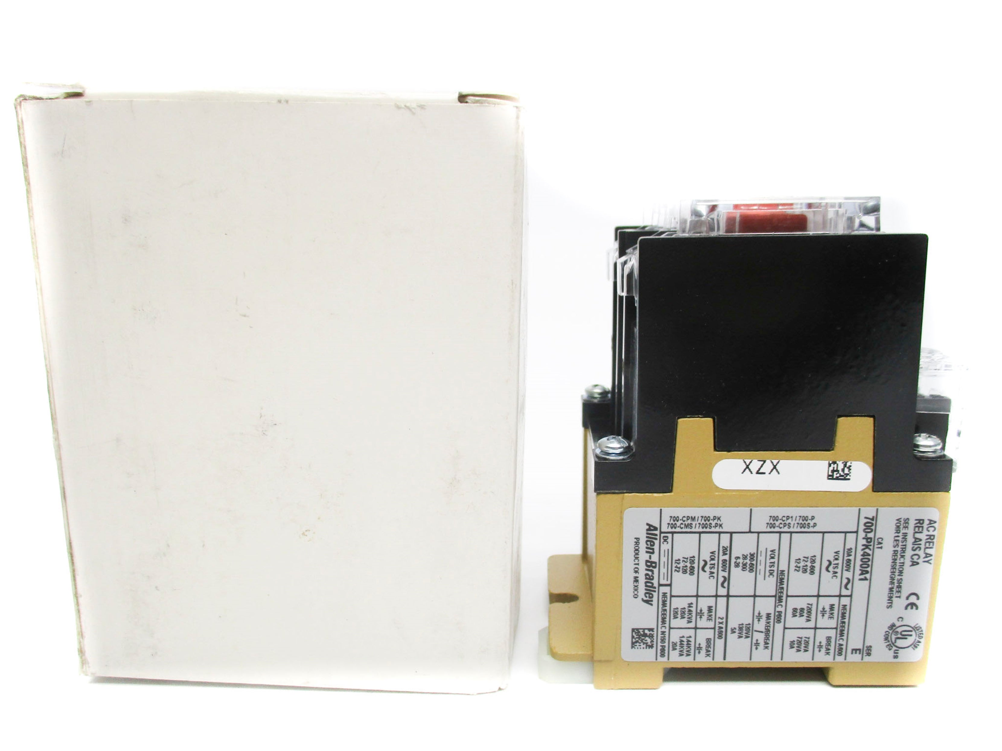 ALLEN BRADLEY 700-PK400A1 SER. E 115-120V 20A (WH) NSMP