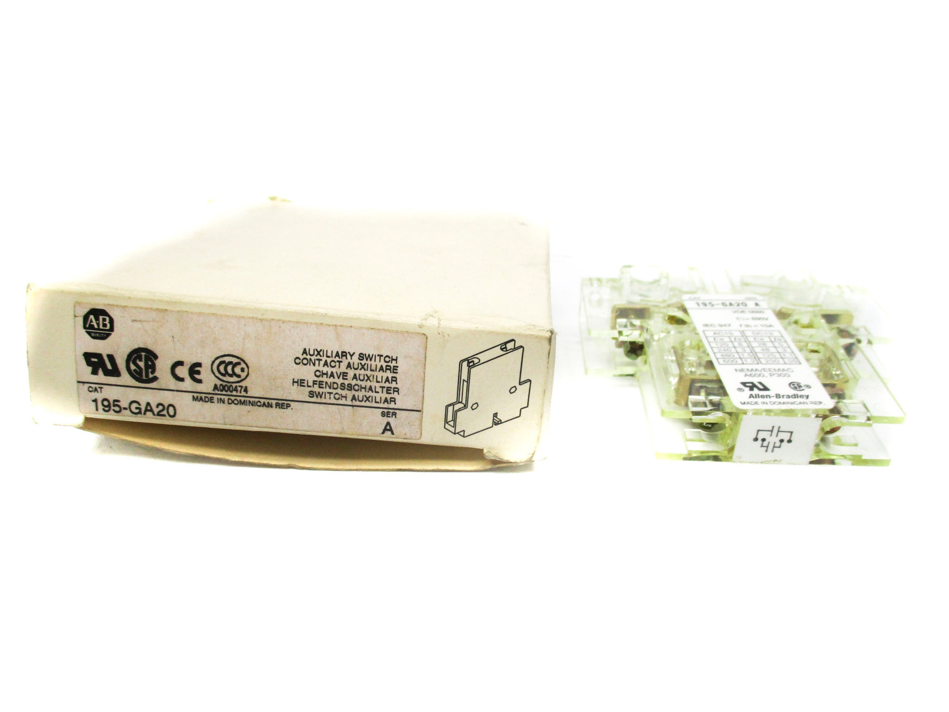 ALLEN BRADLEY 195-GA20 SER. A 600VAC 1.2A (WH) NSMP