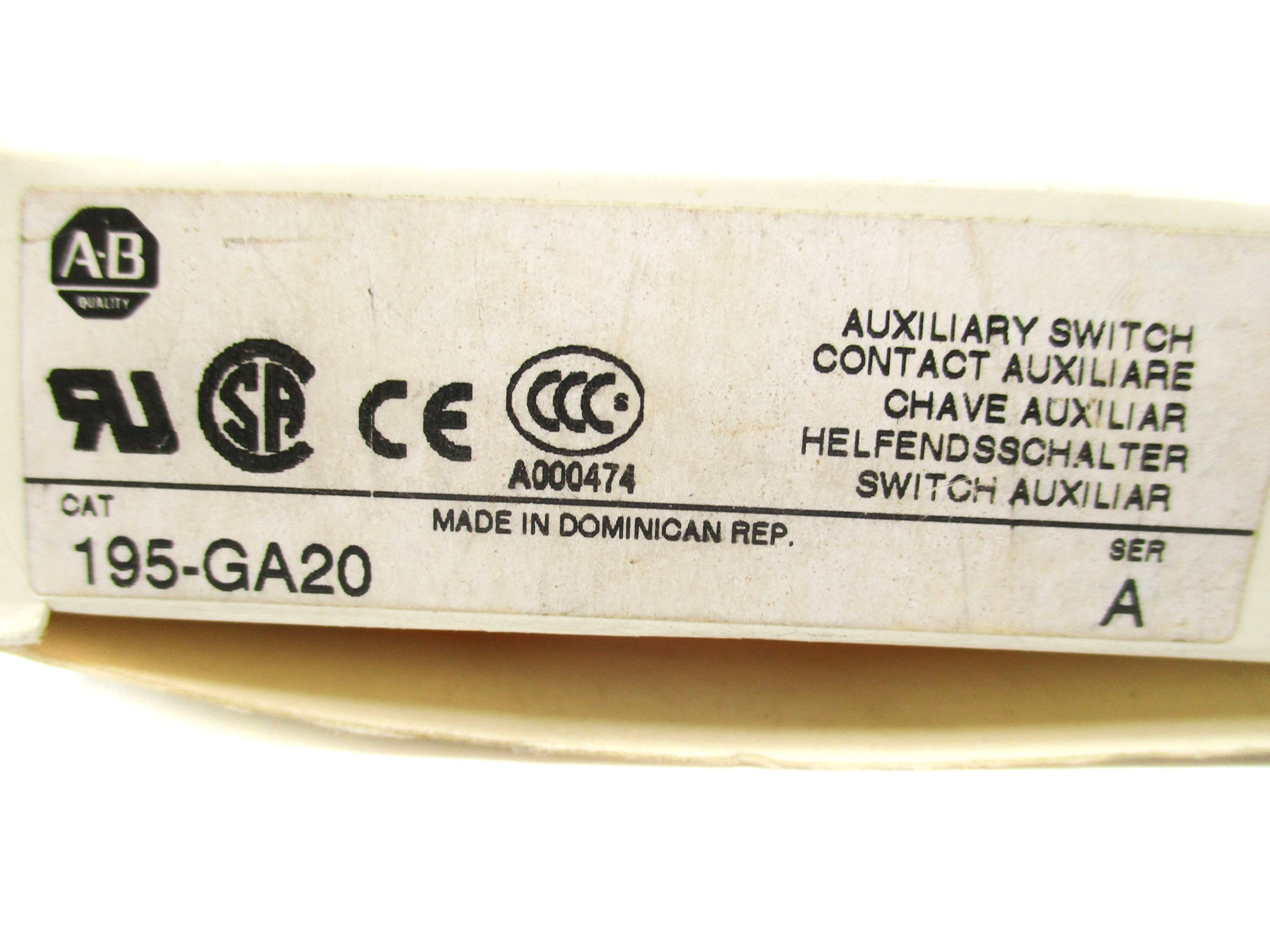 ALLEN BRADLEY 195-GA20 SER. A 600VAC 1.2A (WH) NSMP