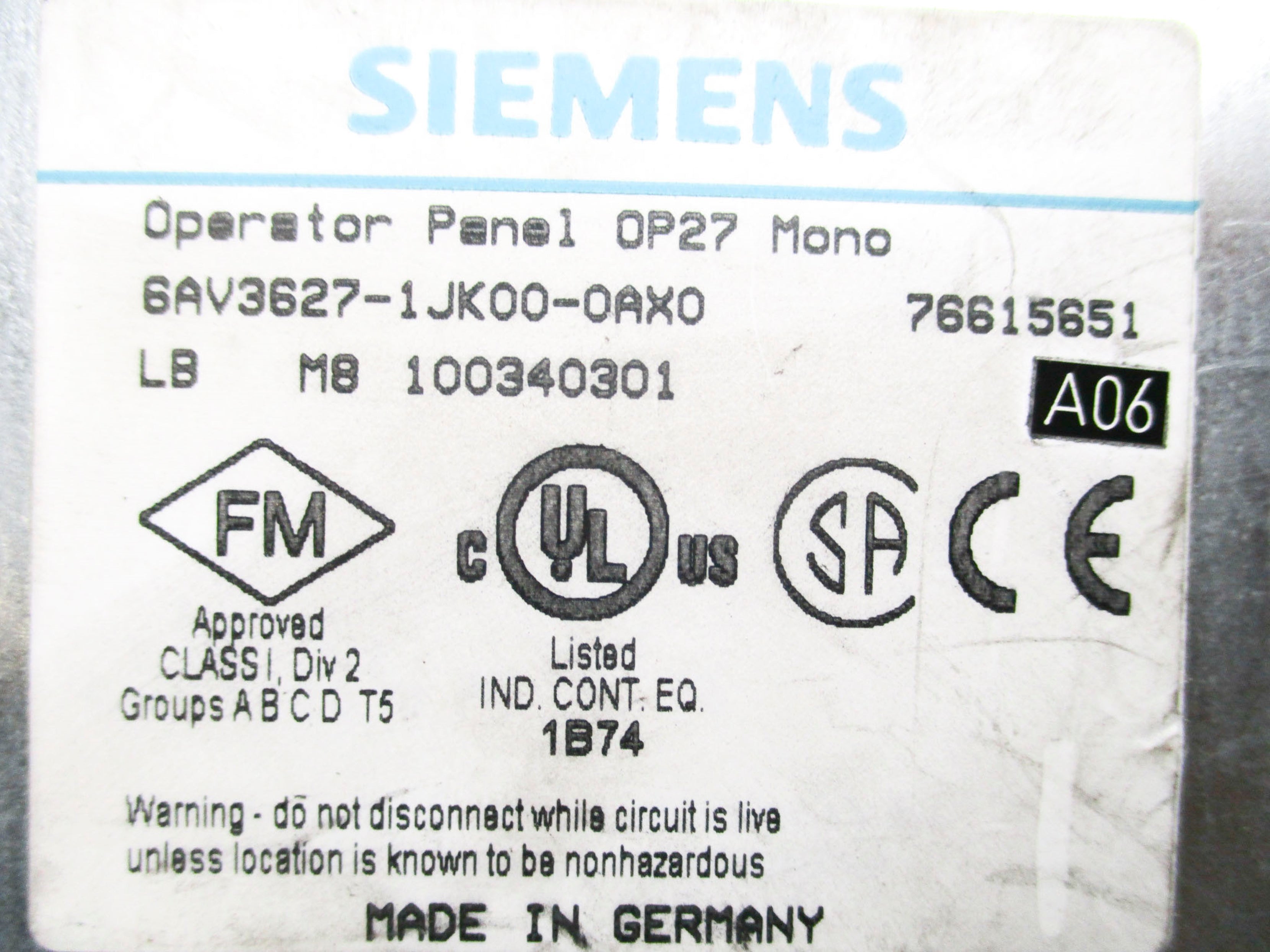 SIEMENS 6AV3627-1JK00-0AX0 UNMP