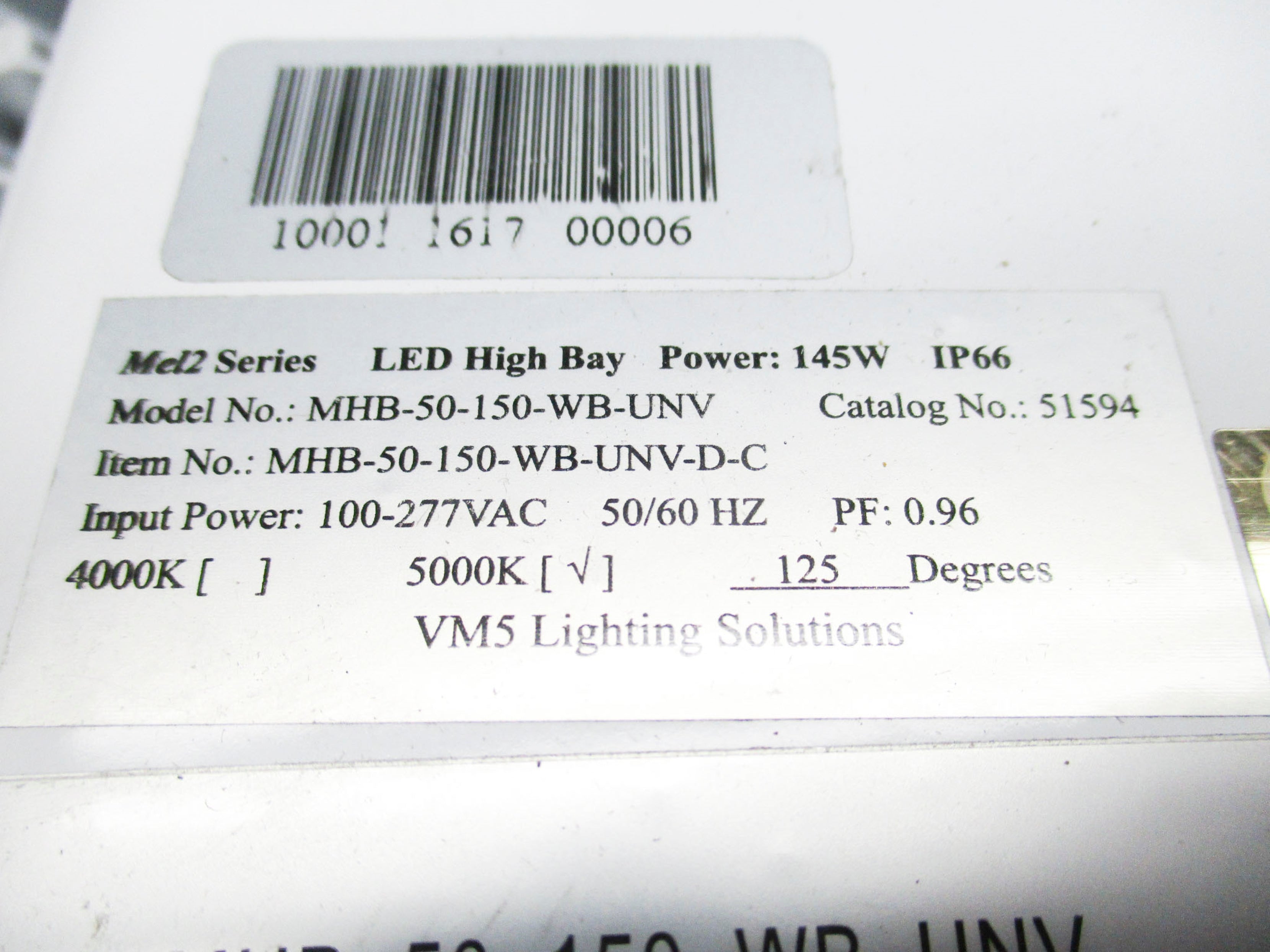 VM5 LIGHTING SOLUTIONS MHB-50-150-WB 51594 100-277VAC 1.5A NSMP