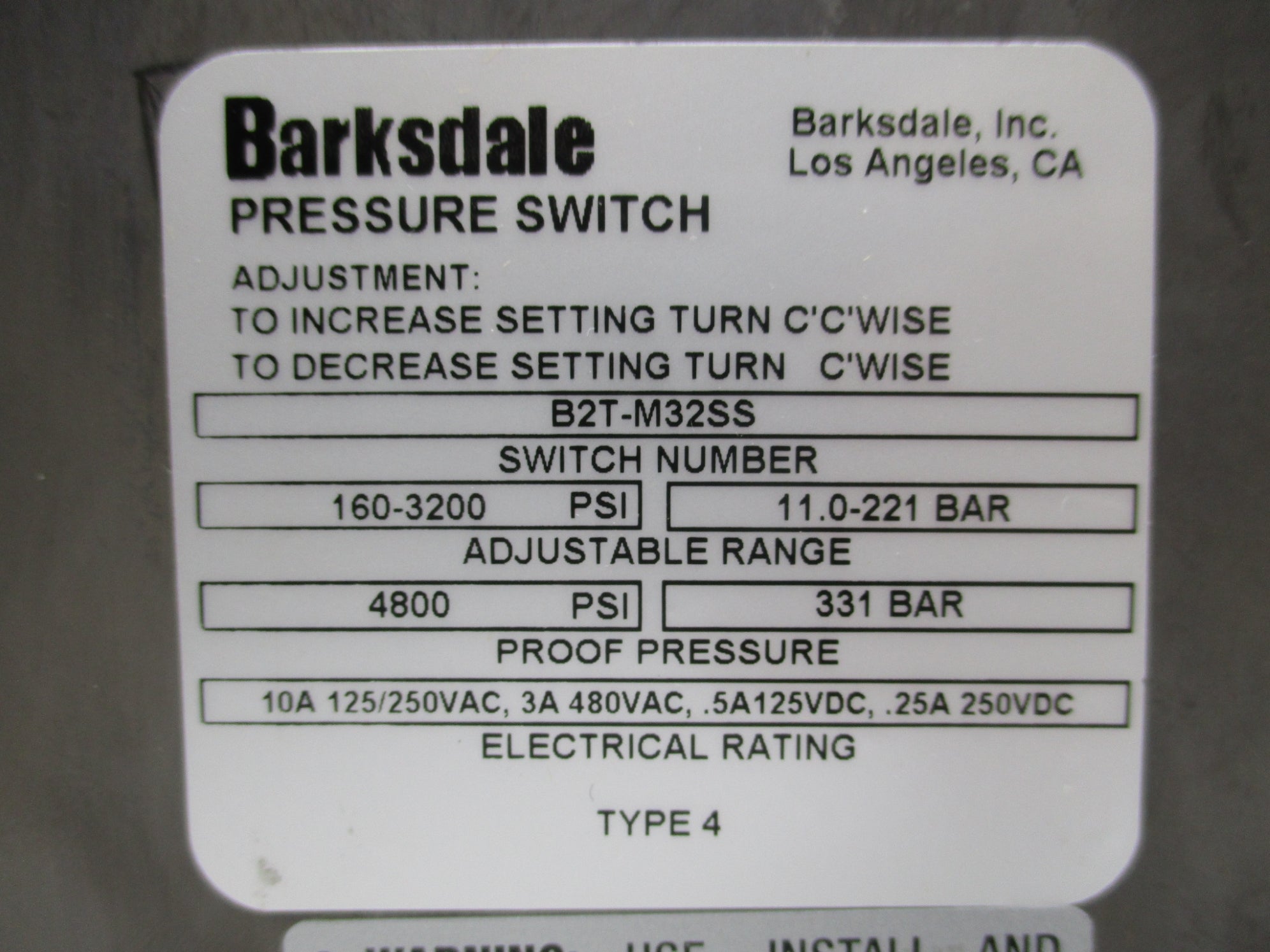 BARKSDALE B2T-M32SS NSMP