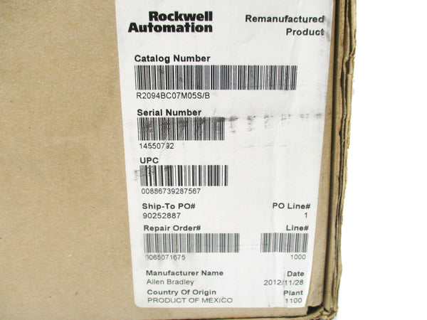 ALLEN BRADLEY 2094-BC07-M05-S SER. B F/W 1.122 95-264VAC 6A REMAN