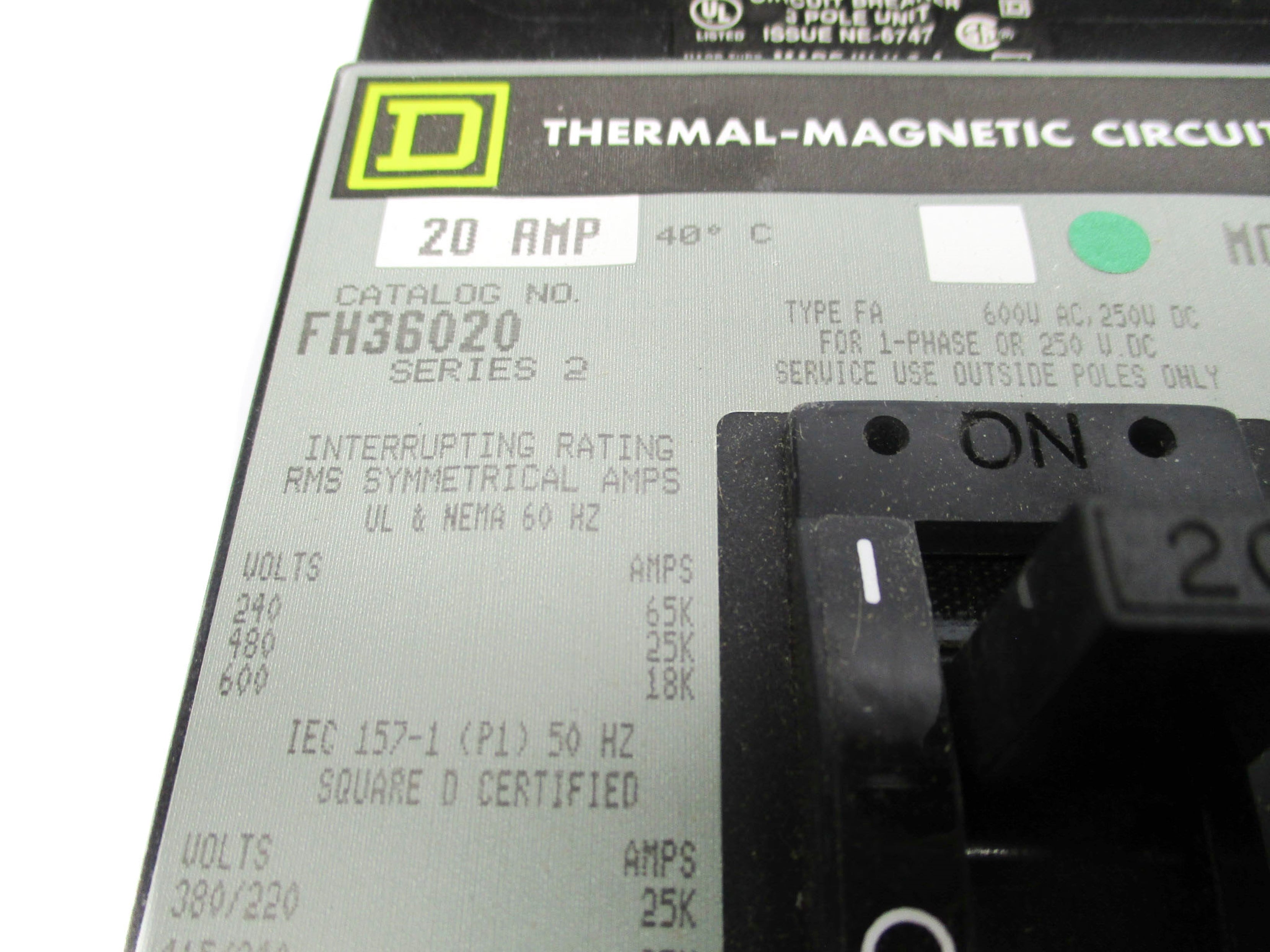 SQUARE D FH36020 SER. 2 20A, 250VDC (GREY) NSMP