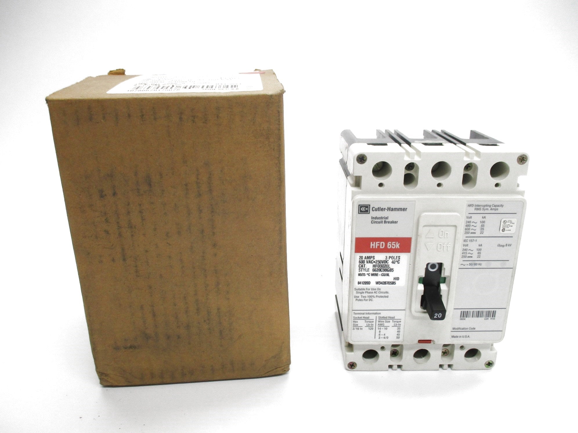 CUTLER HAMMER HFD3020L 6639C98G85 SER. C 600VAC 20A NSMP