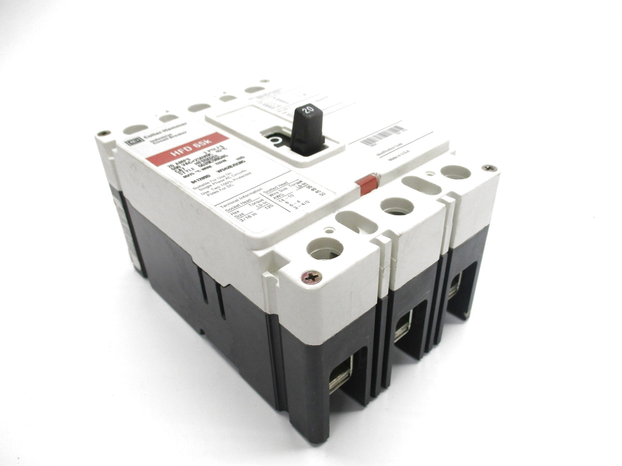 CUTLER HAMMER HFD3020L 6639C98G85 SER. C 600VAC 20A NSMP