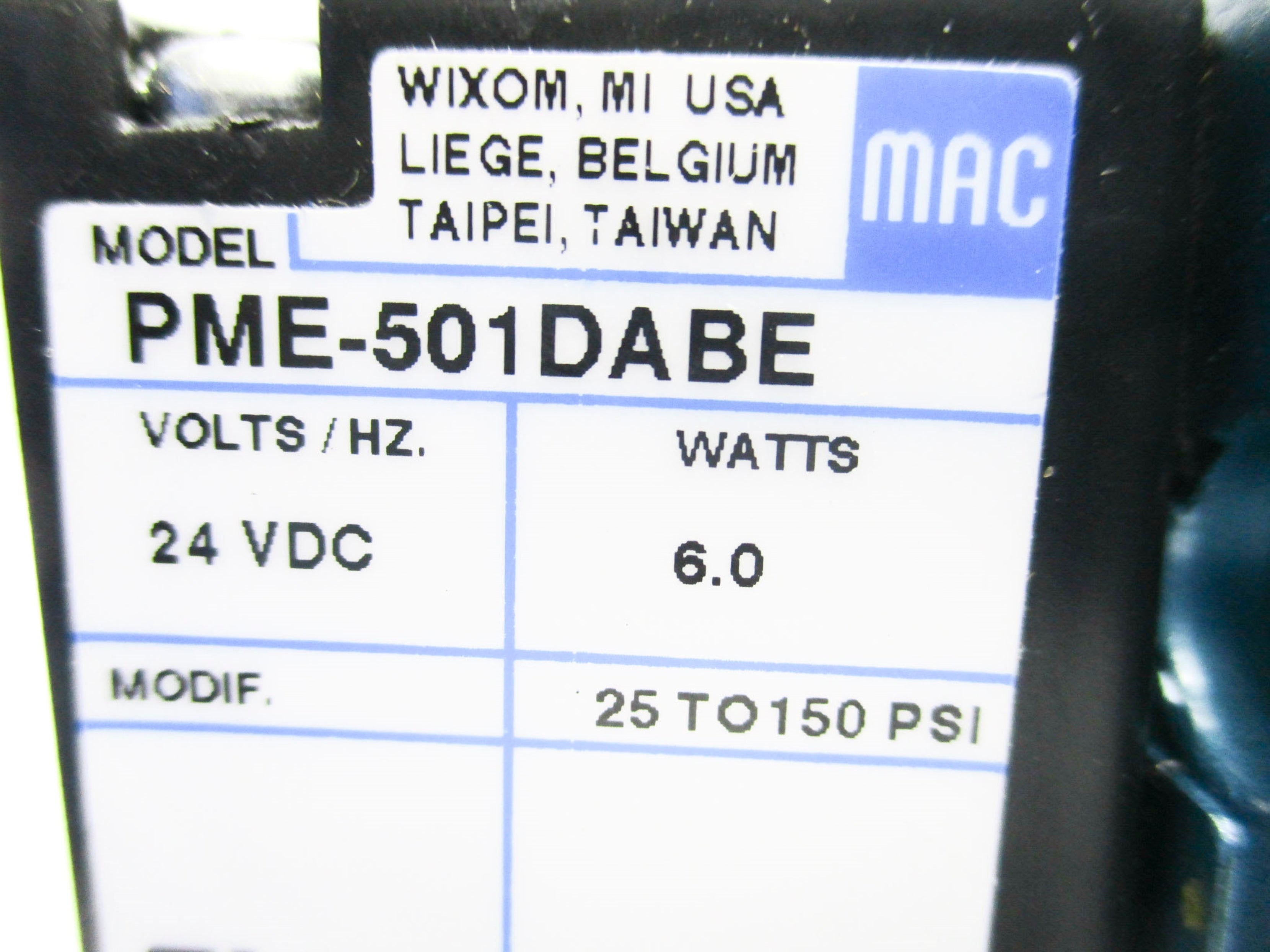 MAC 6611A-000-PM-501DA 24VDC 25-150PSI NSNP