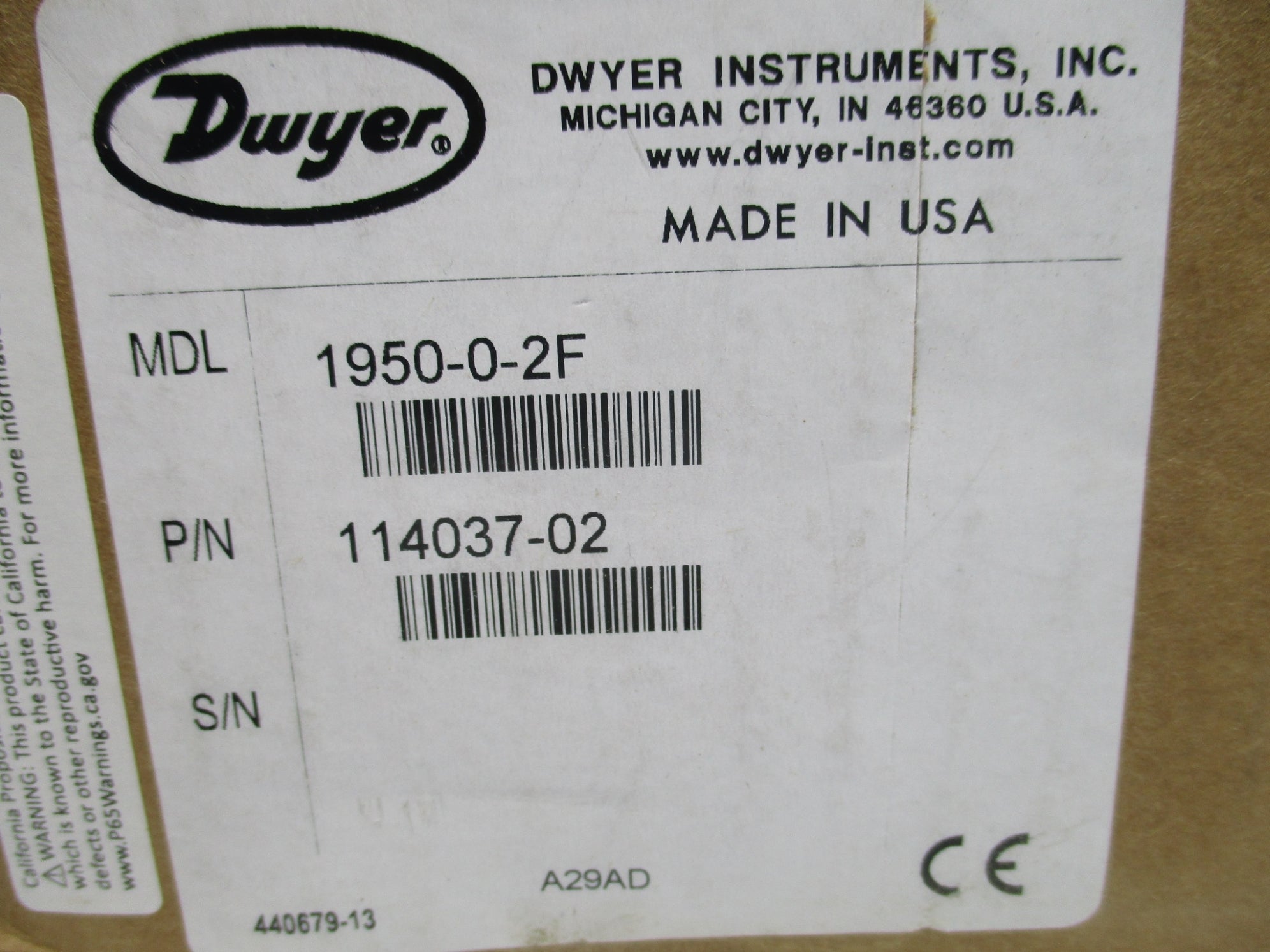 DWYER 1950-0-2F NSFS