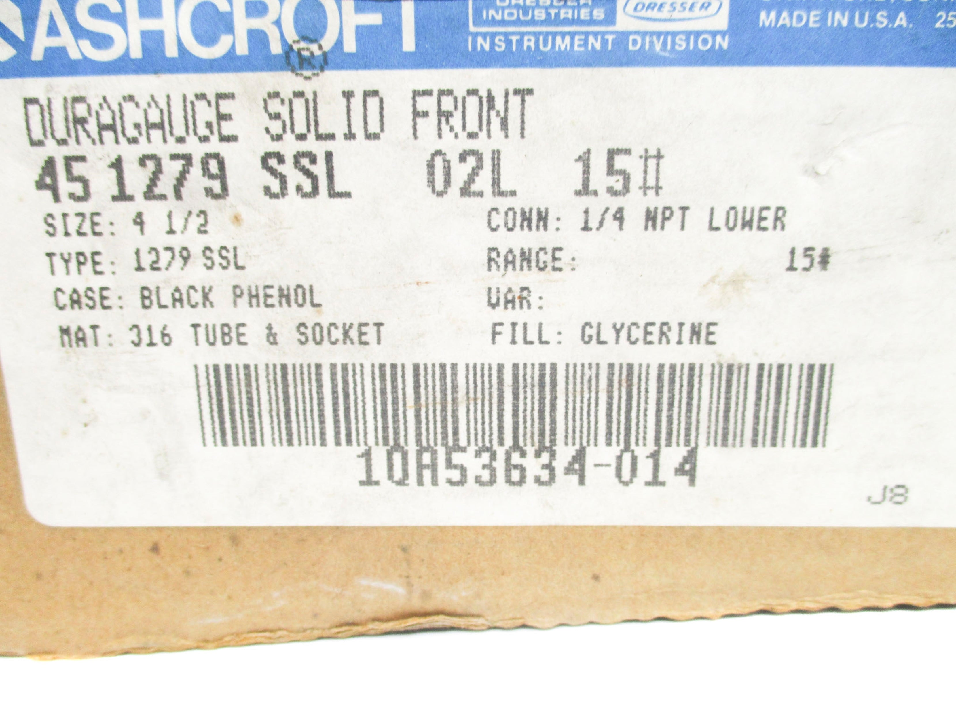 ASHCROFT 451279SSL02L15# 1-15PSI NSMP