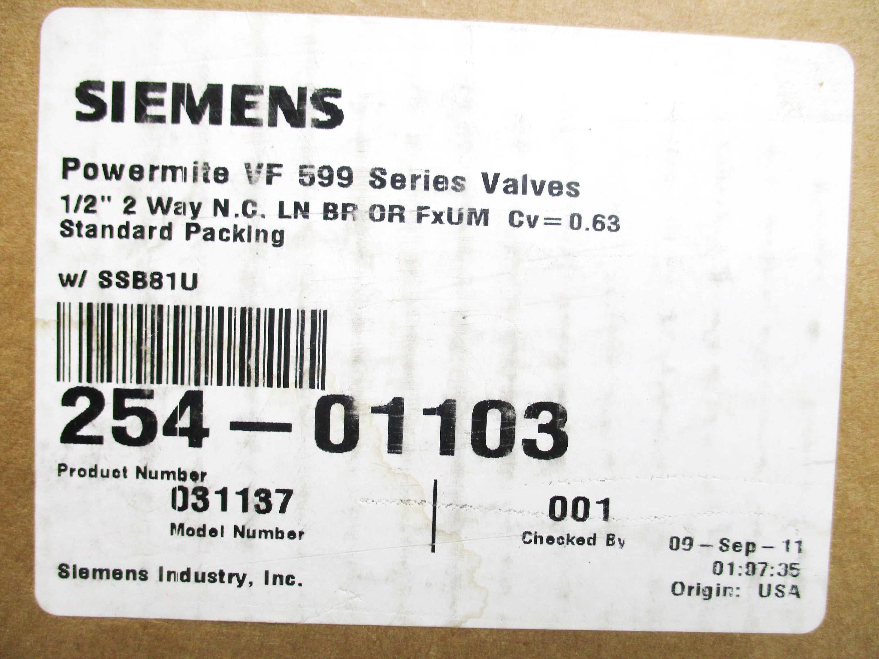 SIEMENS 254-01103 24VAC NSMP