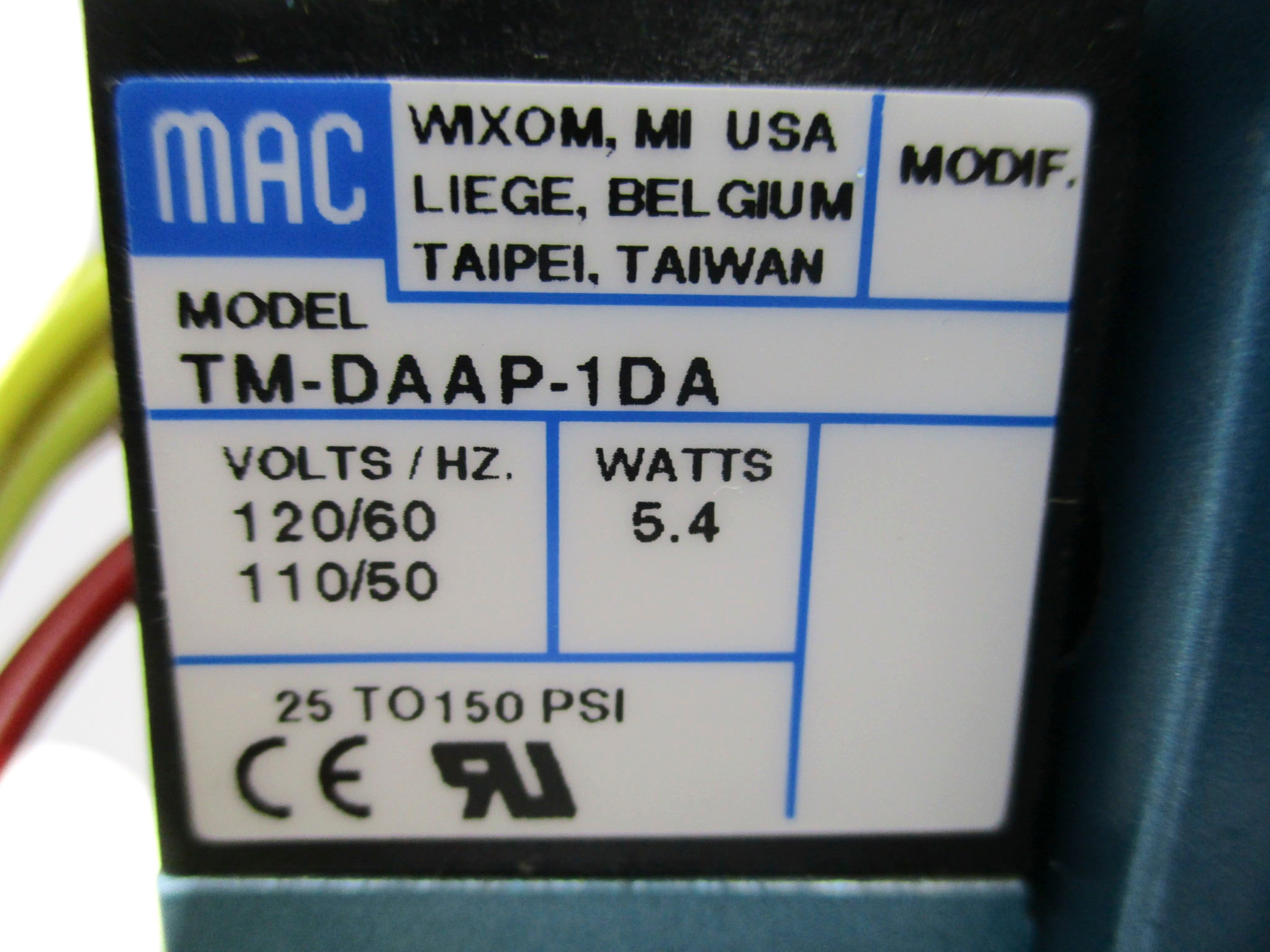 MAC 82A-AA-BAA-TM-DAAP-1DA 25-150PSI 110V/50HZ-120V/60HZ NSMP