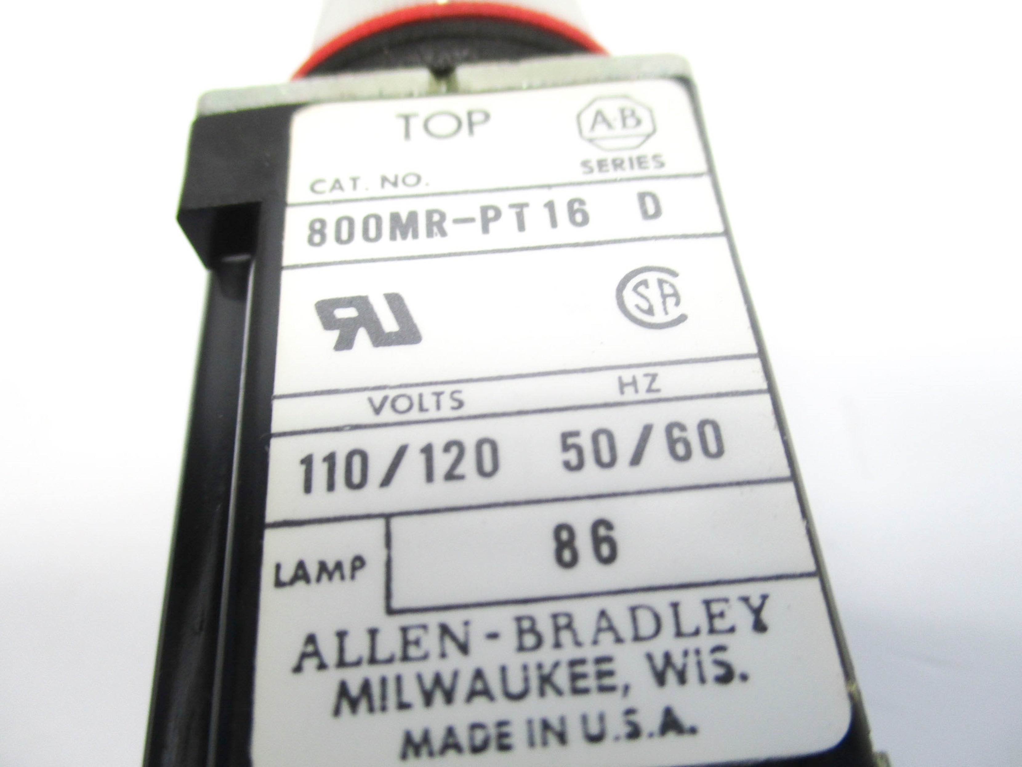 ALLEN BRADLEY 800MR-PT16R SER. D 110/120V (BK/YL) NSMP