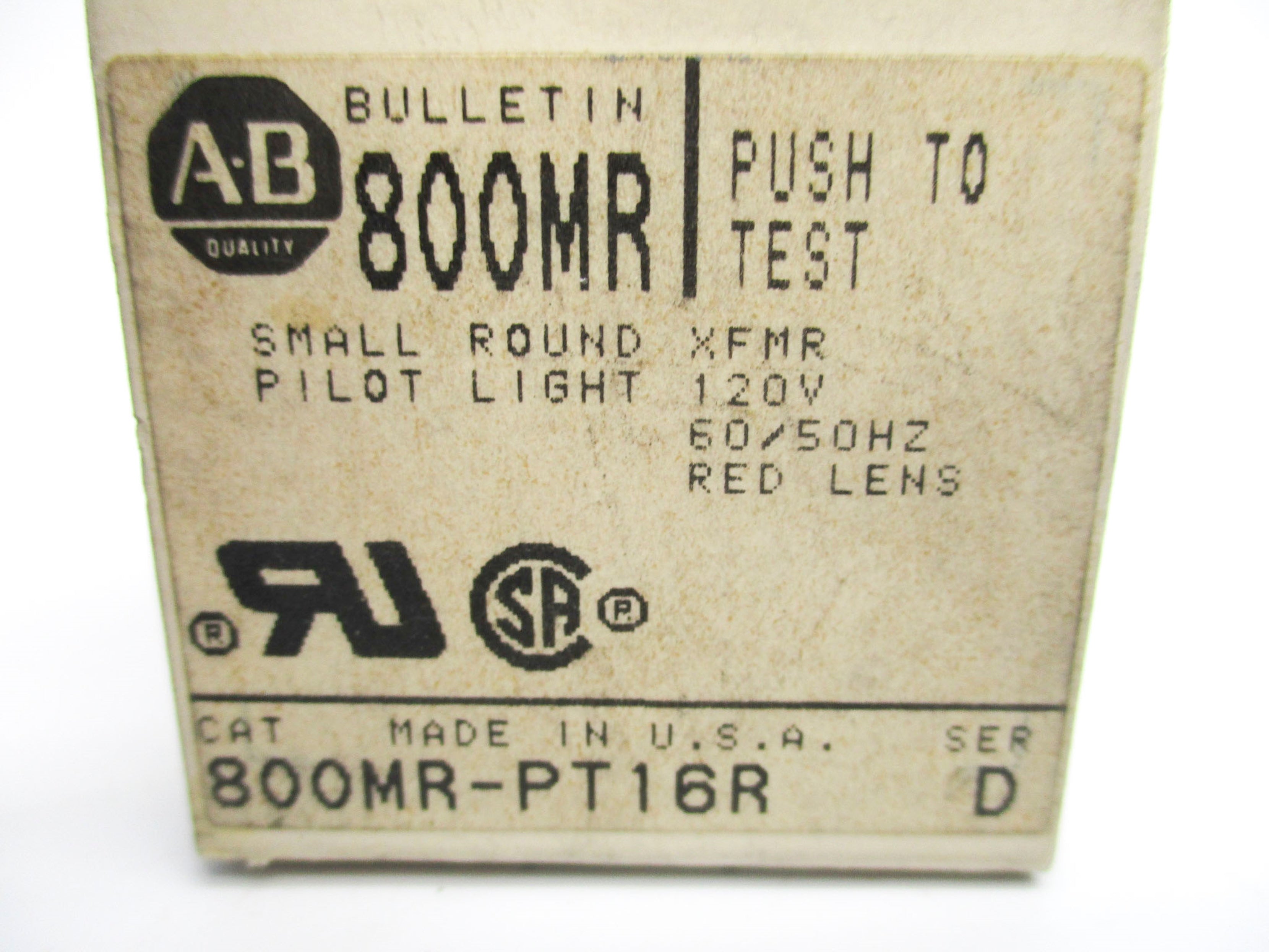 ALLEN BRADLEY 800MR-PT16R SER. D 110/120V (BK/YL) NSMP