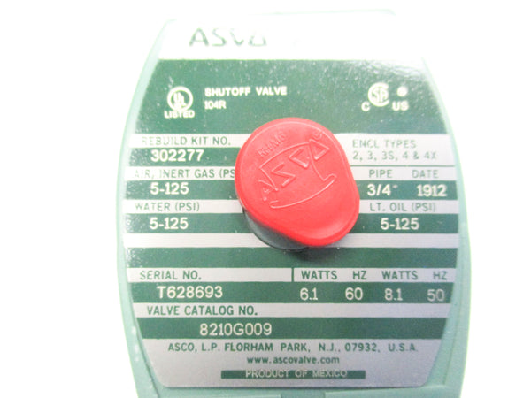 ASCO 8210G009 110/120V 5-125PSI 3/4" NSMP