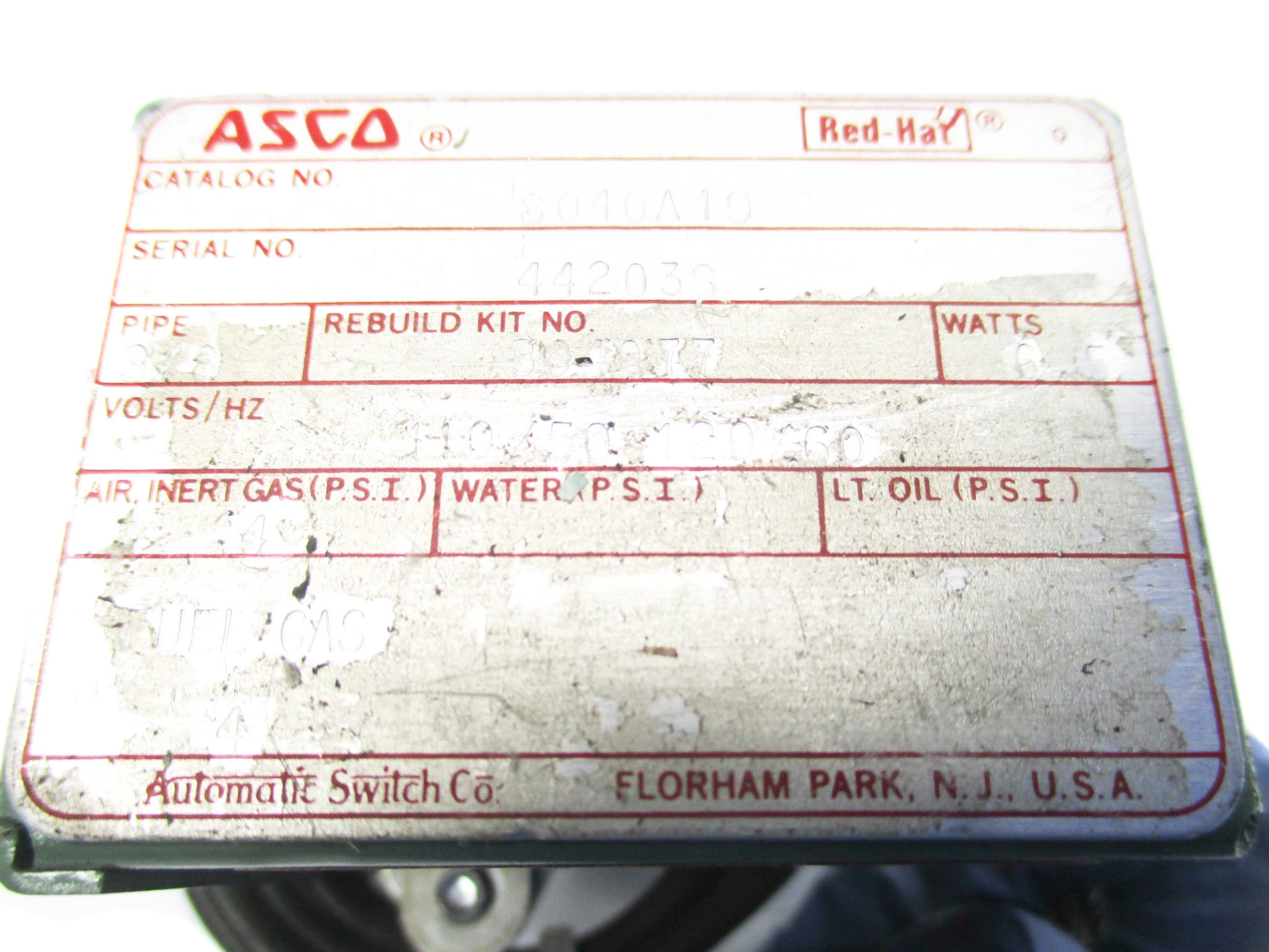ASCO 8040A19 110/120V 4PSI UNMP