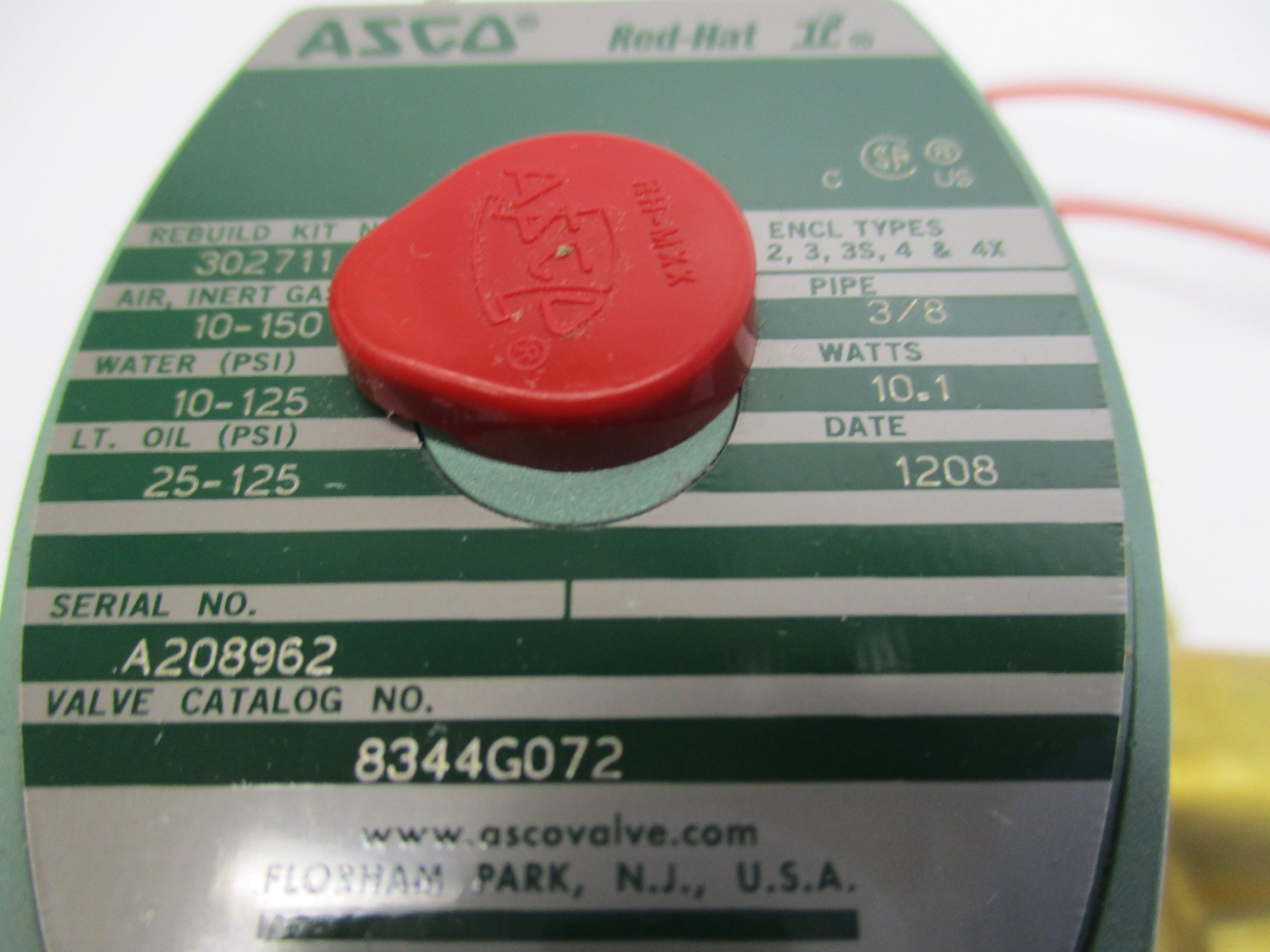 ASCO 8344G072 110/120V 10-150PSI 3/8" NSMP
