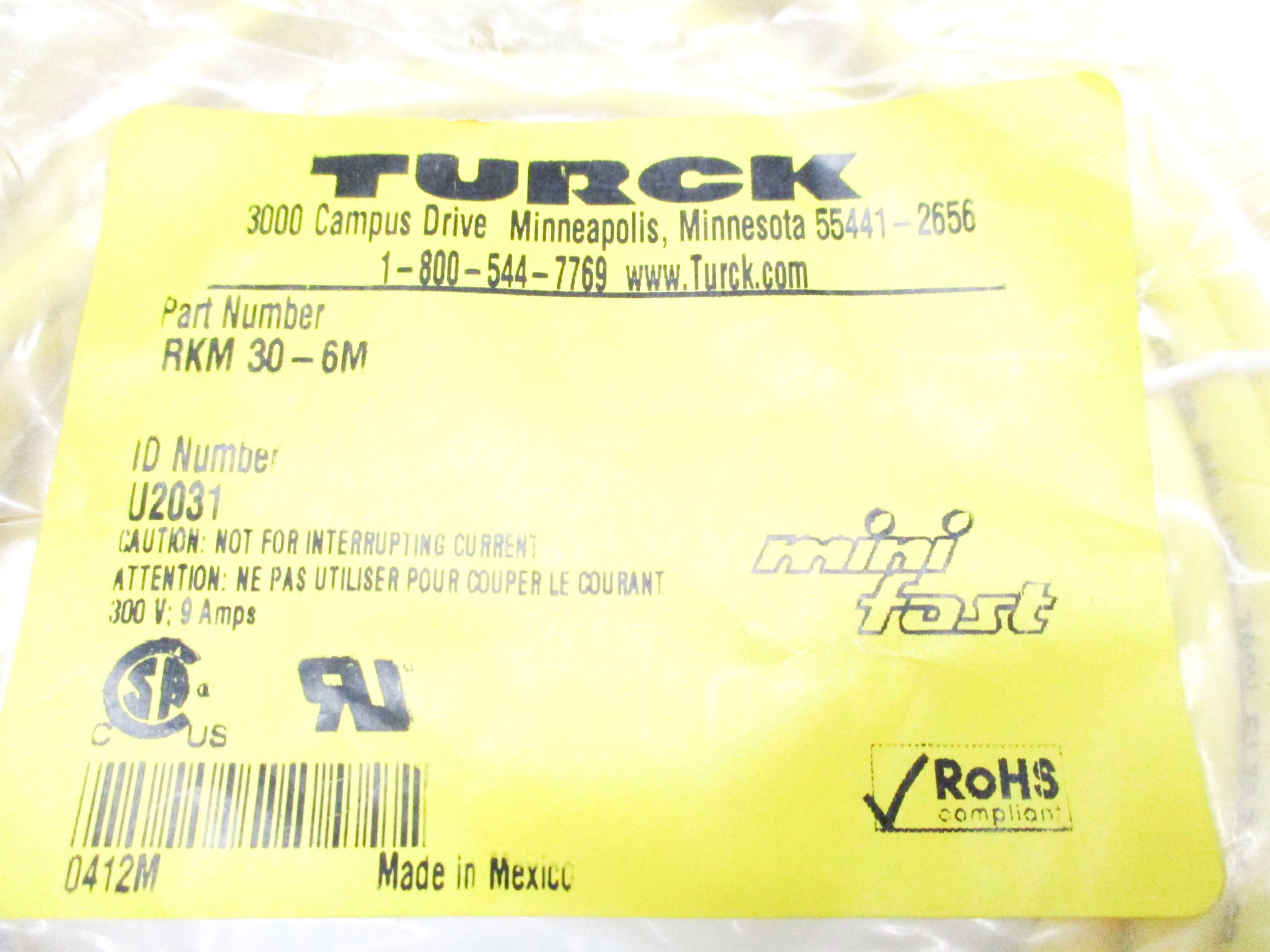 TURCK RKM30-6M U2031 300V 9A NSMP