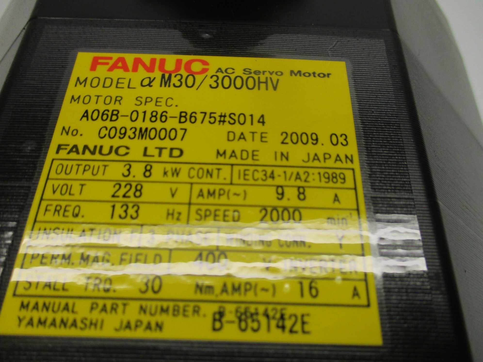 FANUC A06B-0186-B675#S014 228VAC 9.8A NSMP