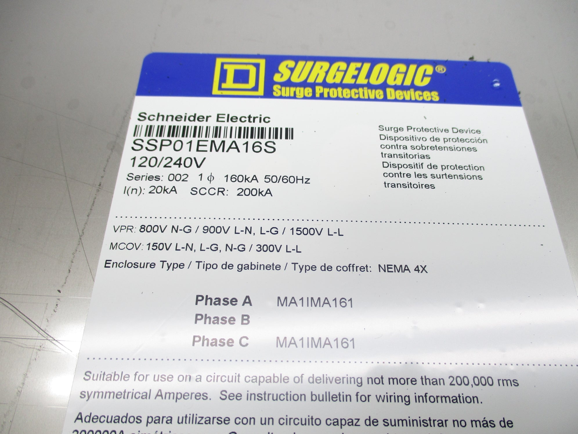 SQUARE D SSP01EMA16S NSMP