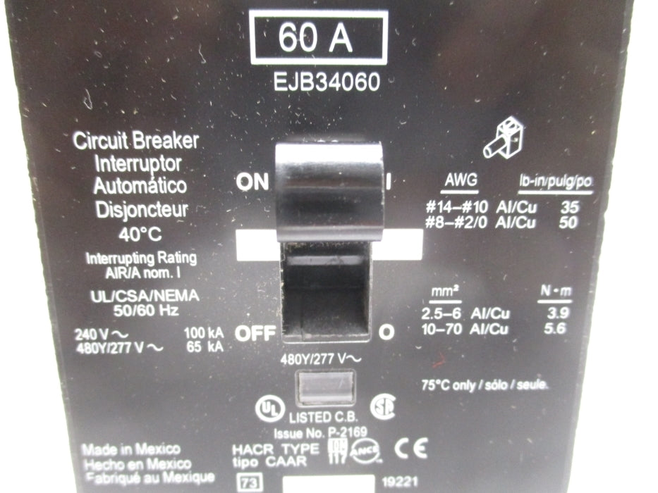 SQUARE D EJB34060 277V 60A NSMP