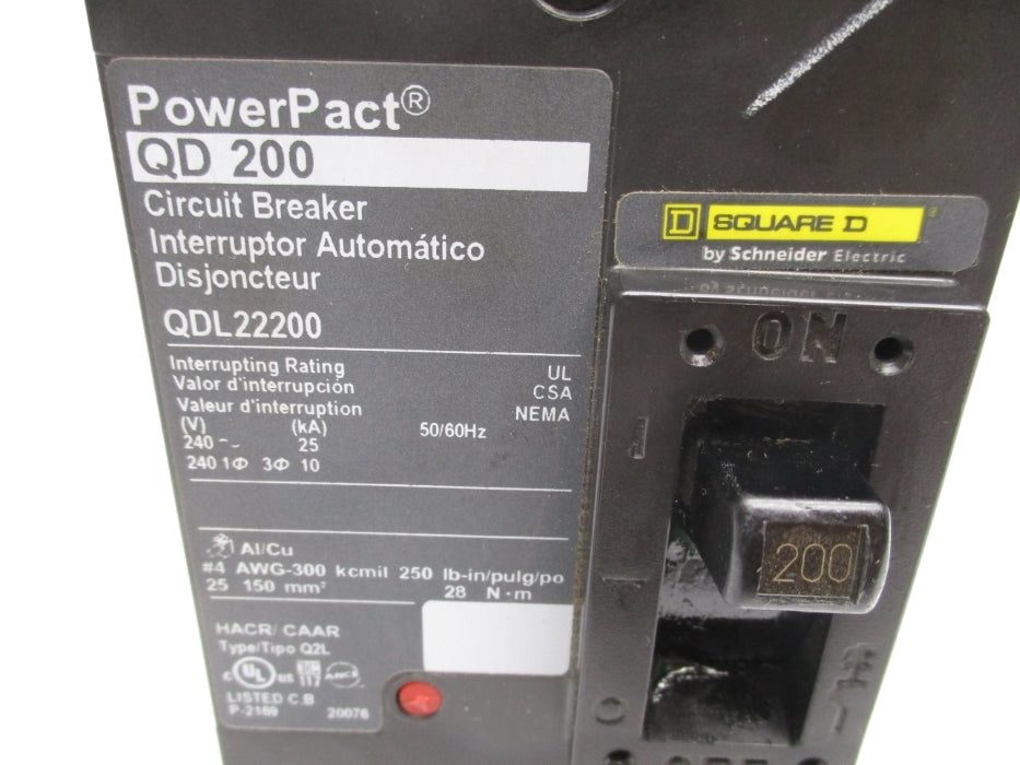 SQUARE D QDL22200 240V 200A UNMP