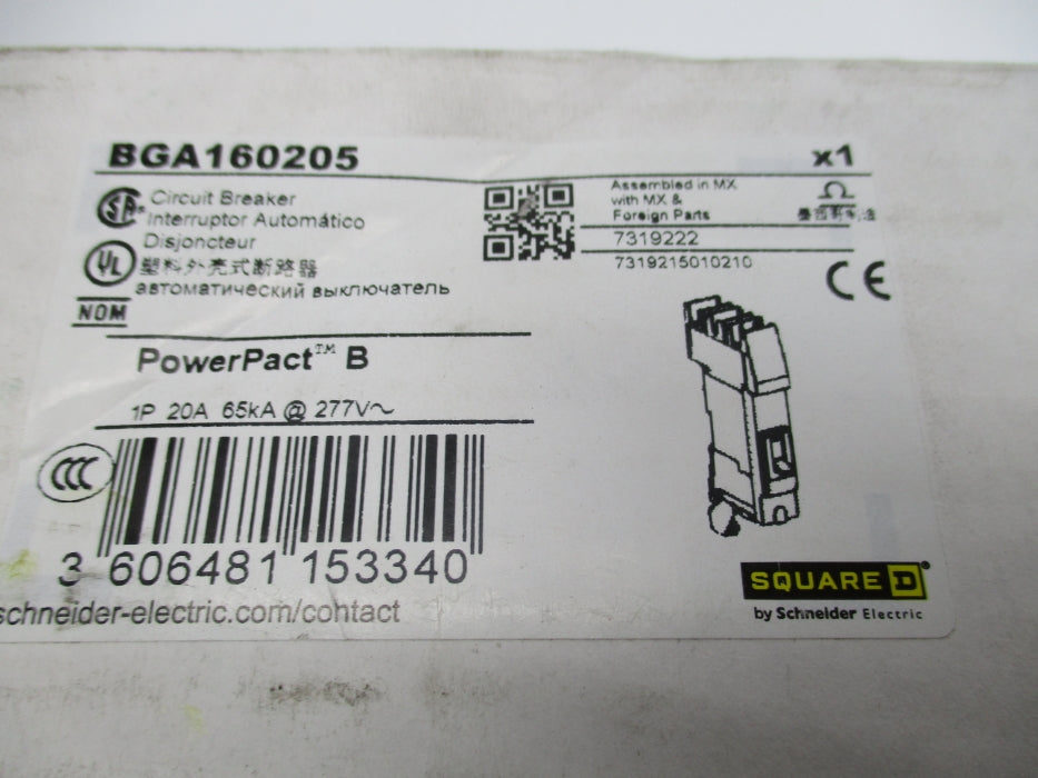 SQUARE D BGA160205 277V 20A NSMP