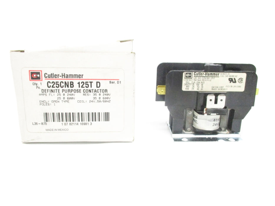 CUTLER HAMMER C25CNB125TD SER. D1 24V 35A NSMP