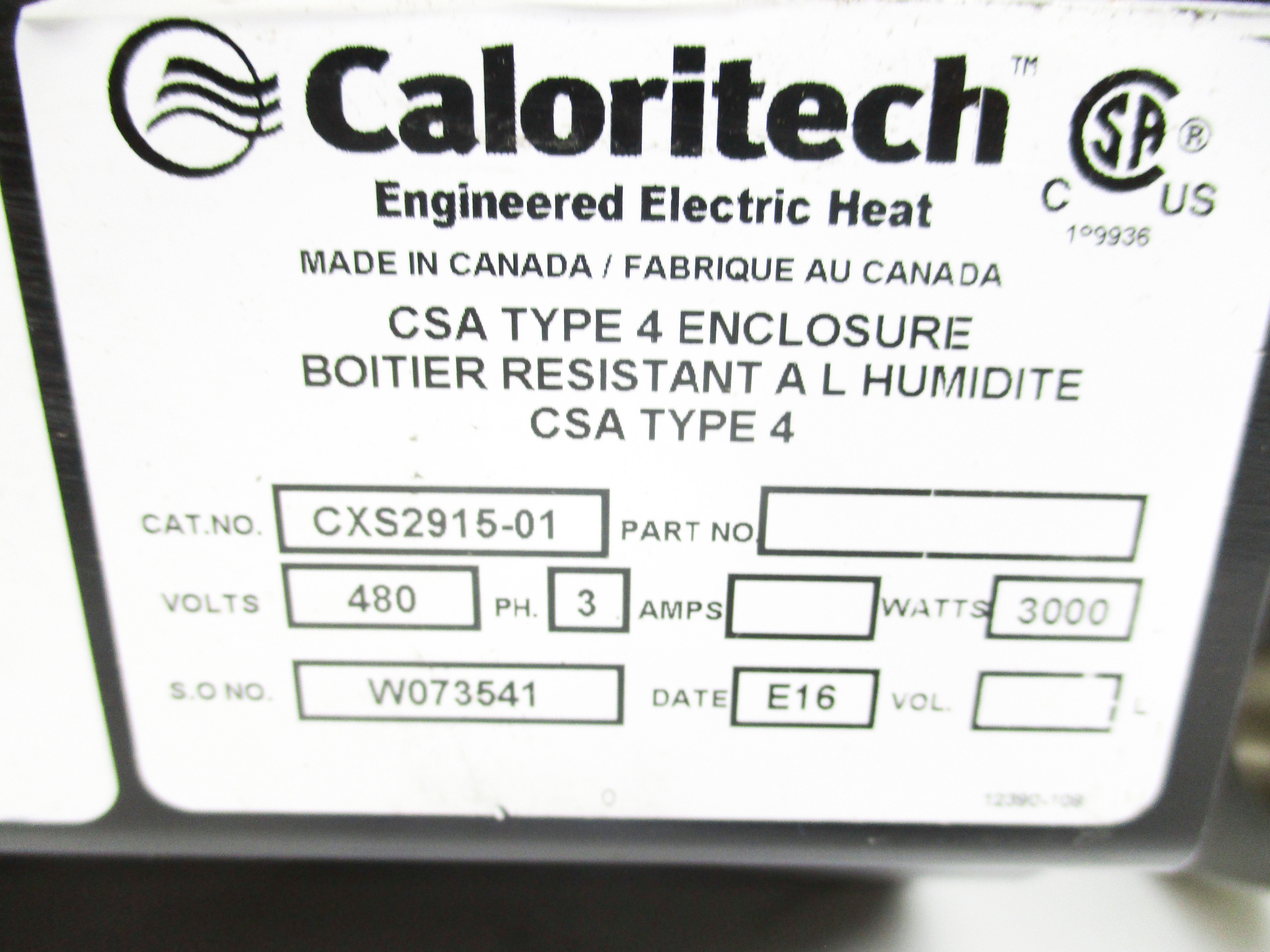 CALORITECH CXS2915-01 UNMP