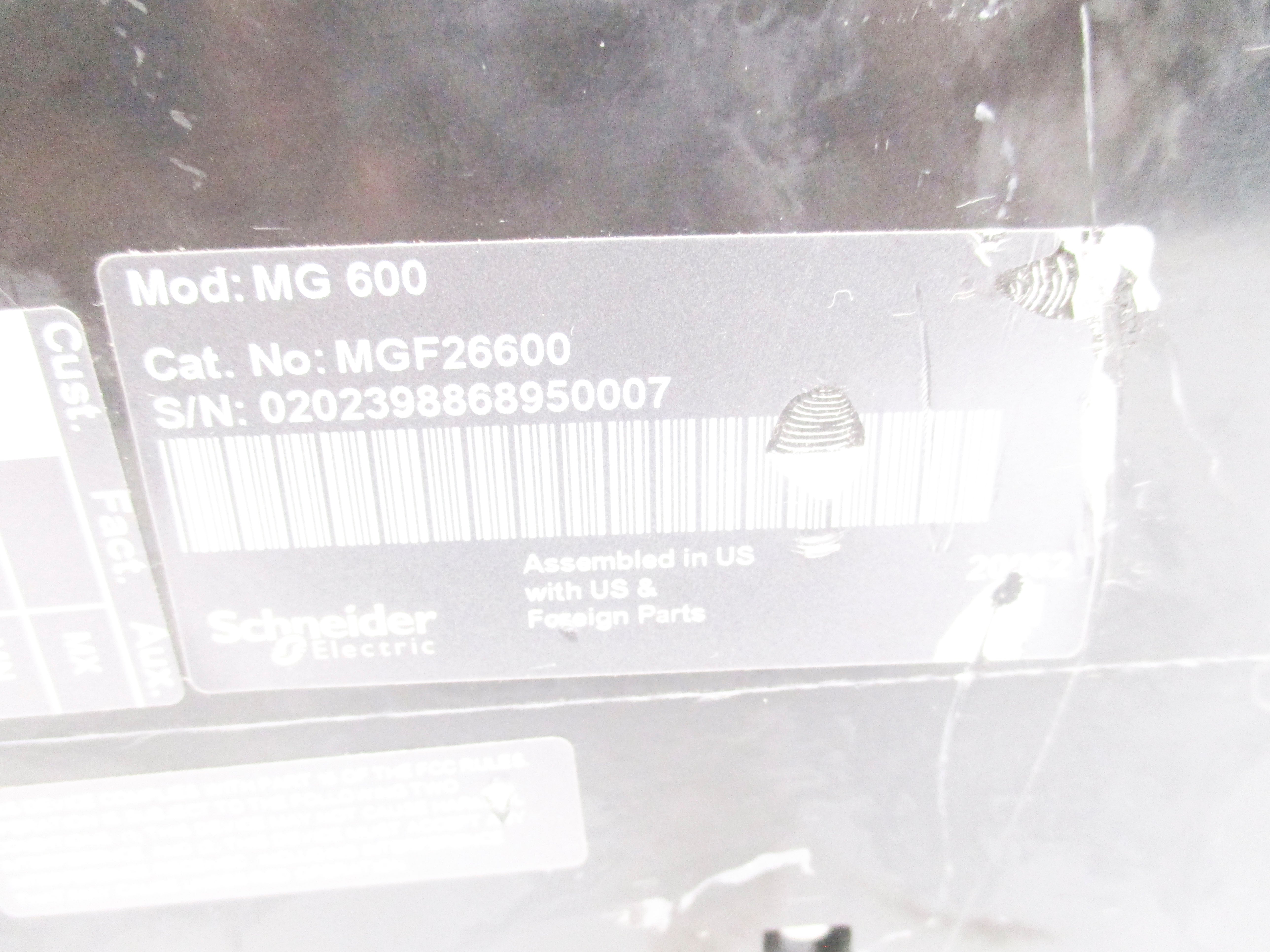 SQUARE D MGF26600 SER. 2 600V 600A (AS PICTURED) UNMP