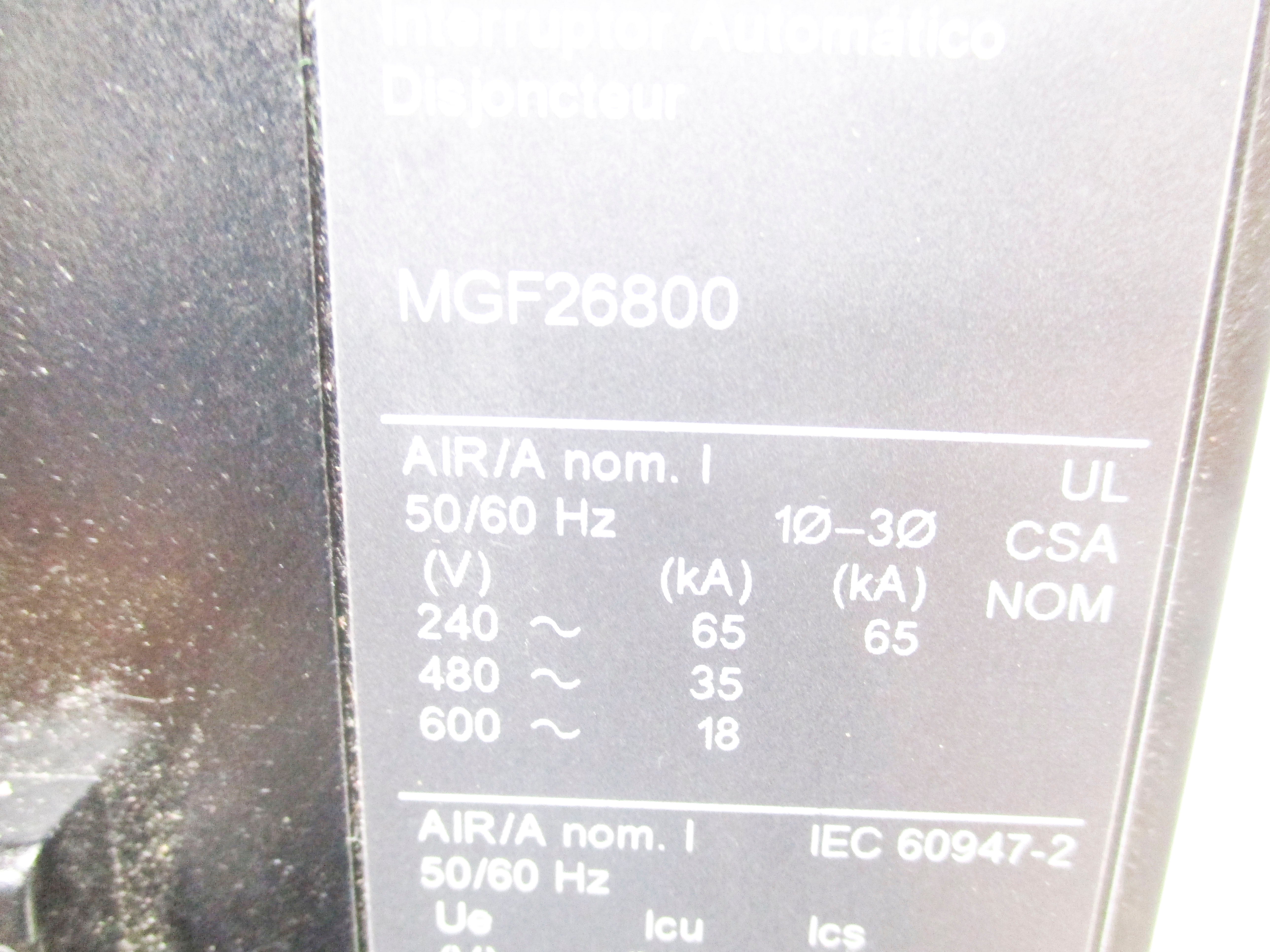 SQUARE D MGF26800 800A 600V UNMP