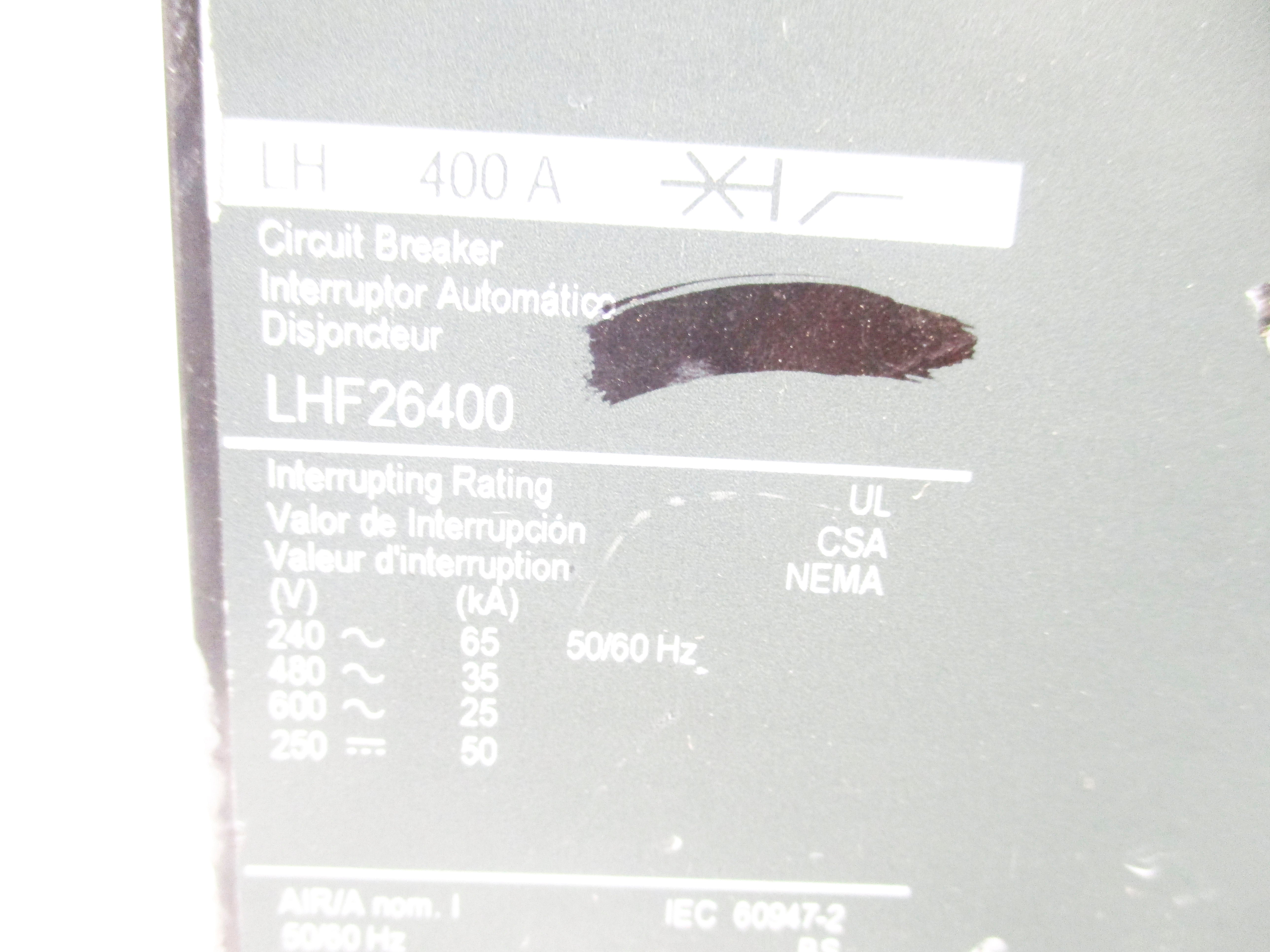 SQUARE D LHF26400 600V 400A (AS PICTURED) UNMP