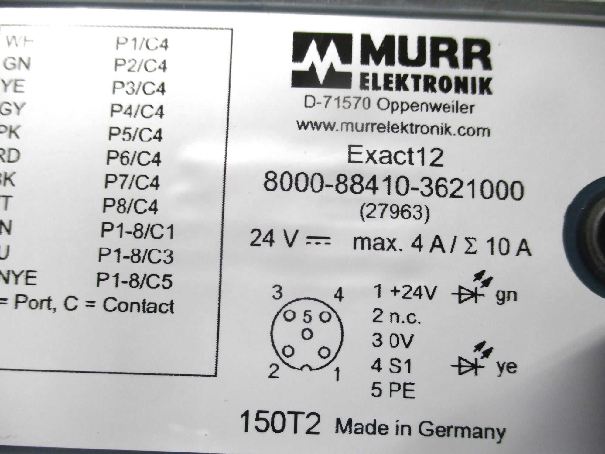 MURR ELEKTRONIK 8000-88410-3621000 UNMP
