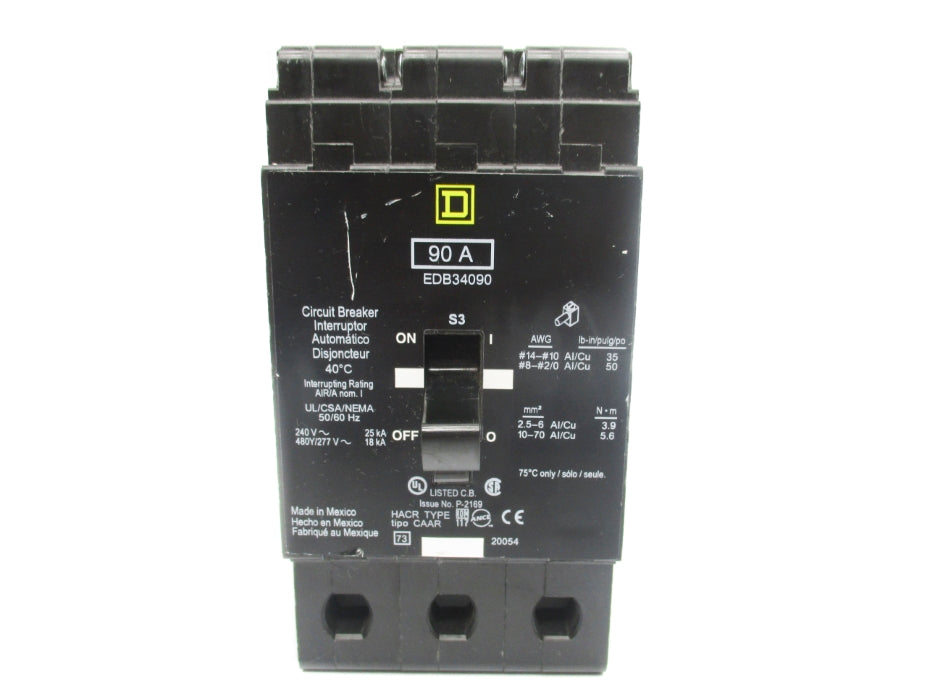 SQUARE D EDB34090 277V 90A NSNP