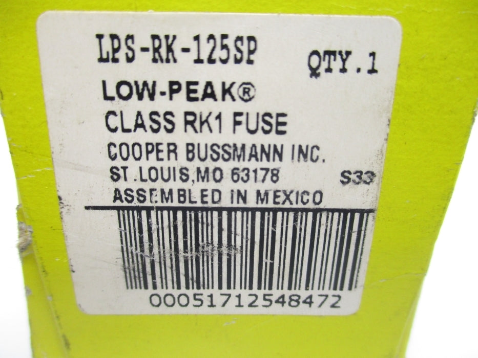 BUSSMANN LPS-RK-125SP 600VAC 125A (YL/YL) NSMP