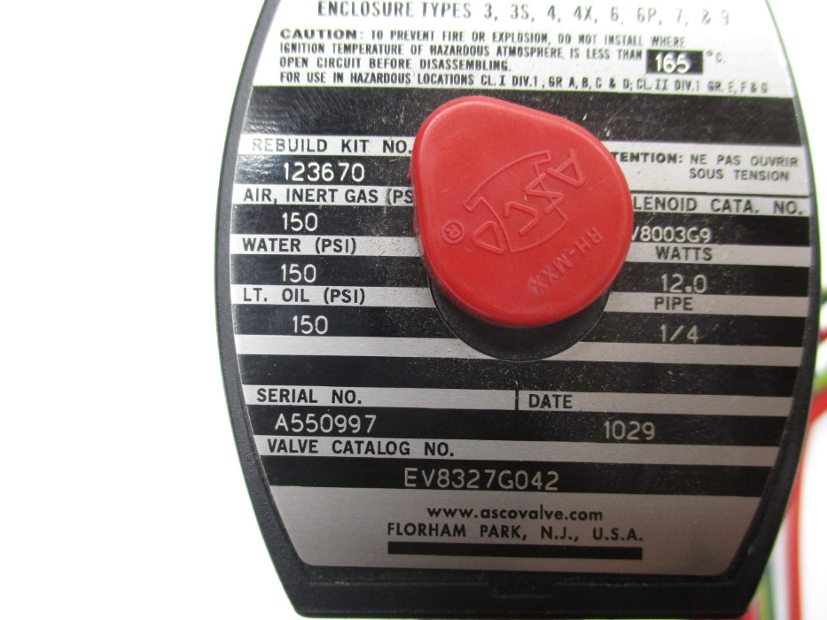 ASCO EV8327G042 115-120V 150PSI 1/4" NSMP