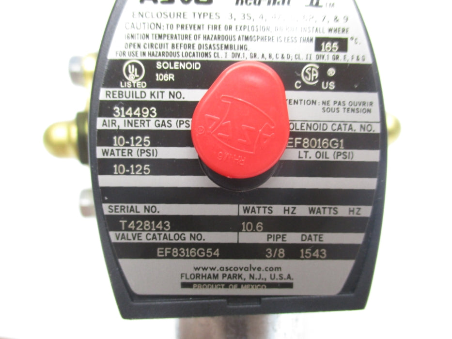 ASCO EF8316G54 24VDC 10-125PSI 3/8" NSMP