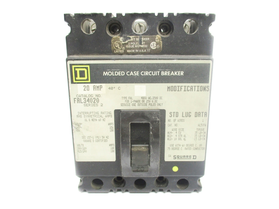 SQUARE D FAL34020 SER. 2 480V 20A (GREY) UNMP