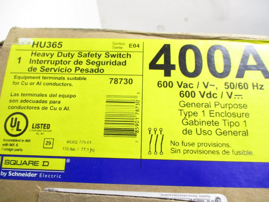 SQUARE D HU365 SER. E04 NSMP